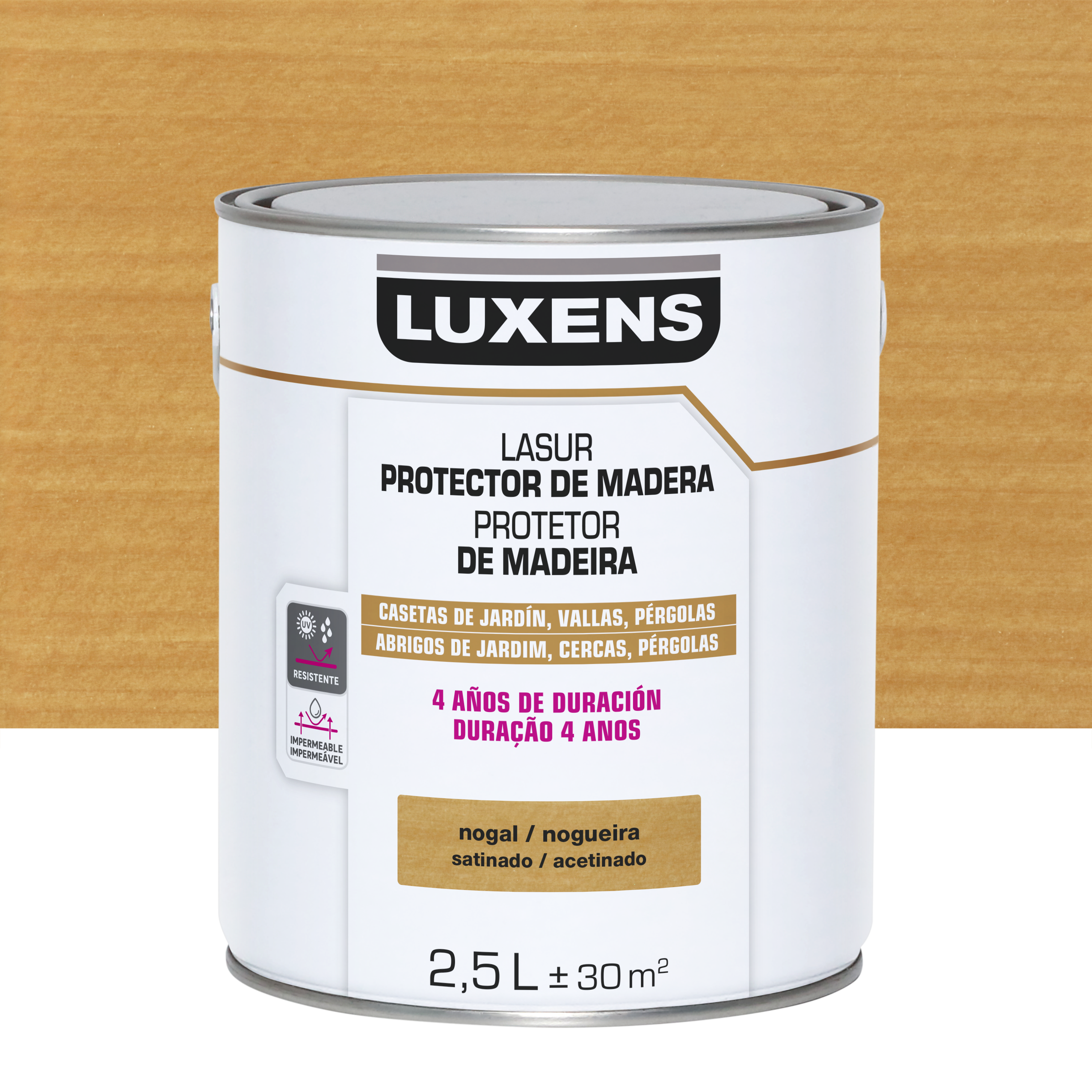 Lasur satinado 4 años luxens 2.5l nogal
