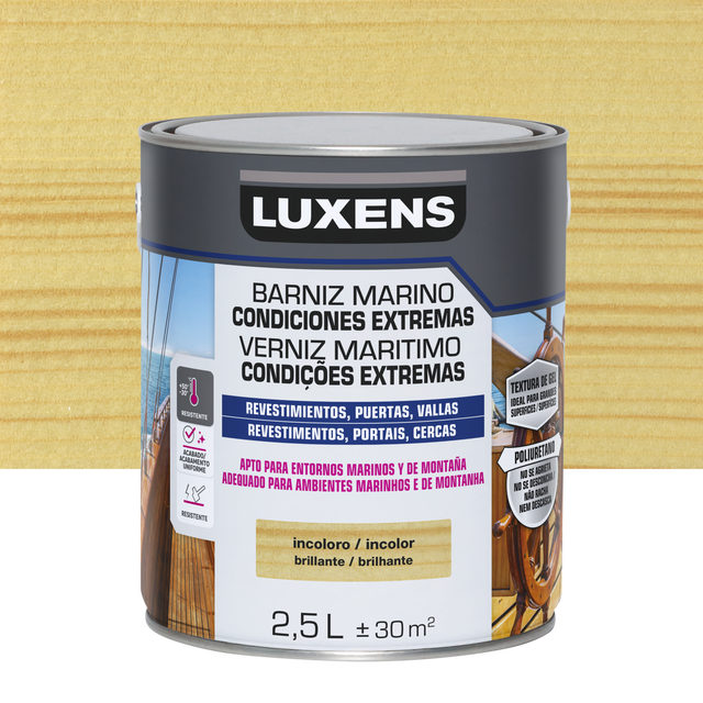 Verniz marítimo condições extremas brilhante 2.5 L incolor Luxens
