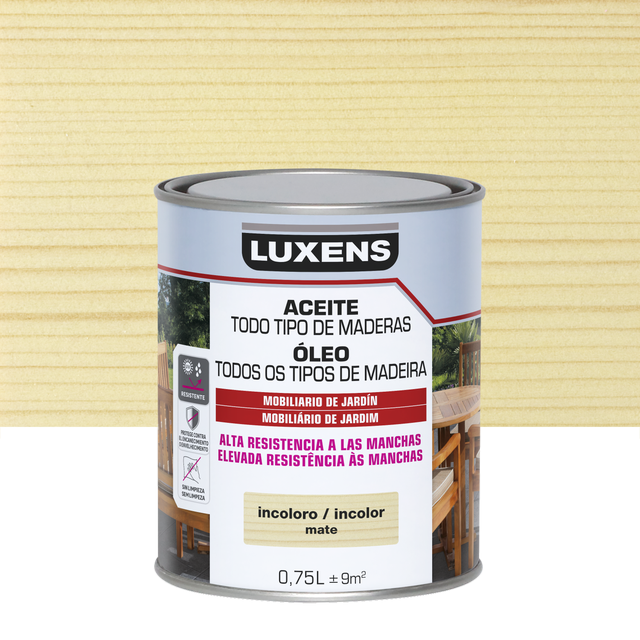 Aceite de teca color incoloro para mobiliario LUXENS mate 750 ml base agua
