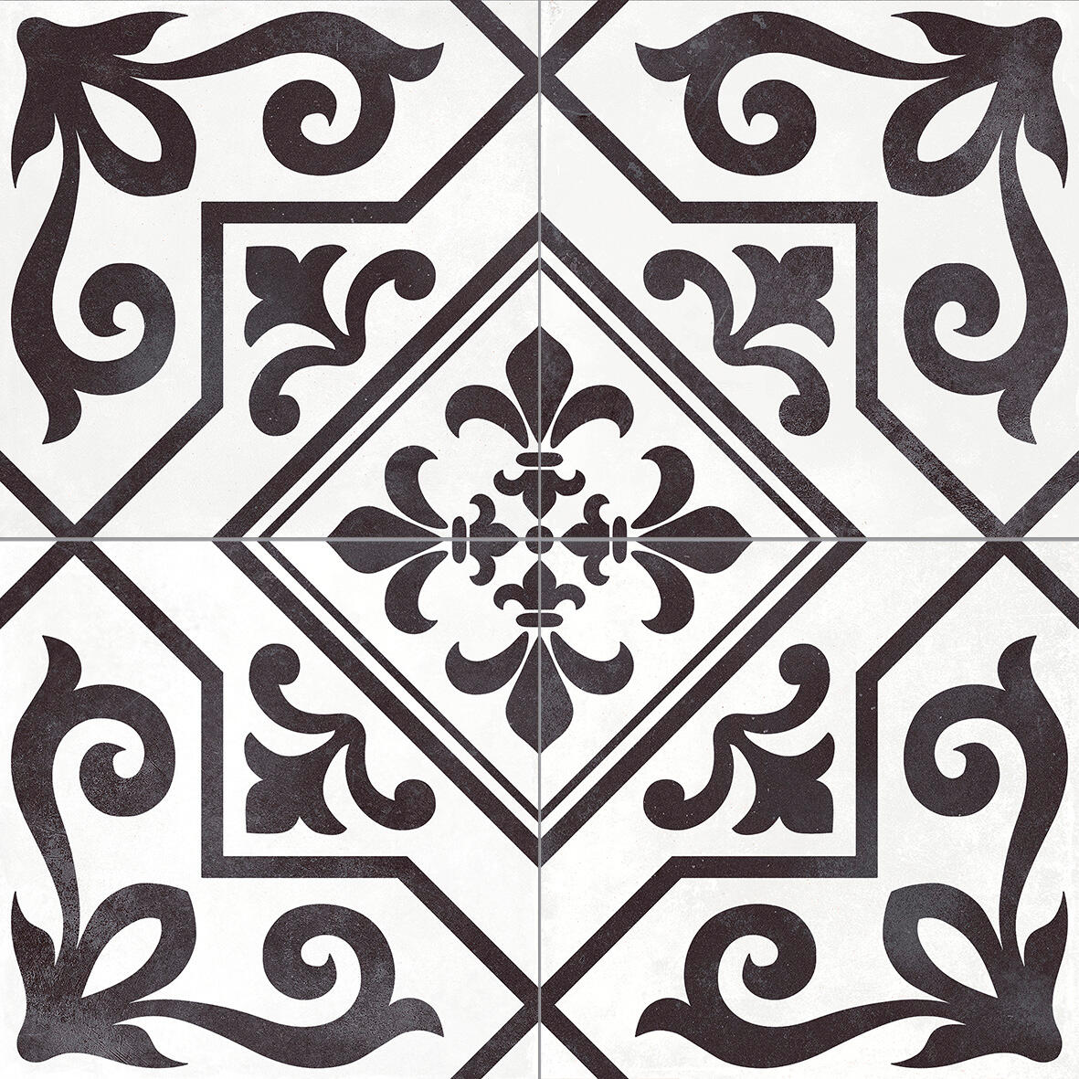 Suelo/azulejo porcelánico styles efecto hidráulico black 45.2x45 cm c1