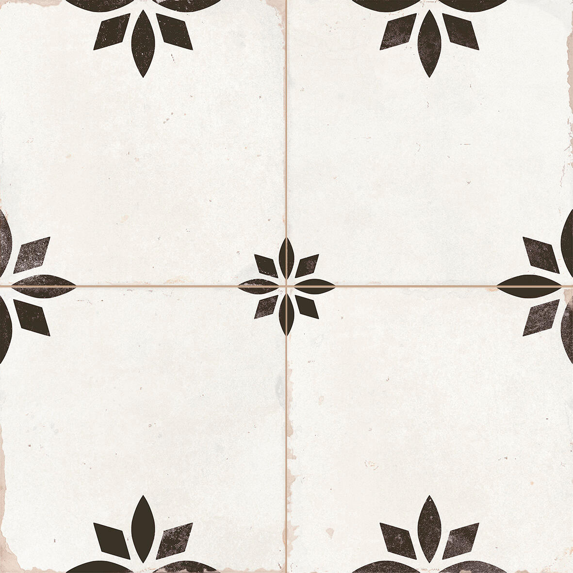 Suelo/azulejo porcelánico savannah efecto hidráulico black 45.2x45.2 cm c1