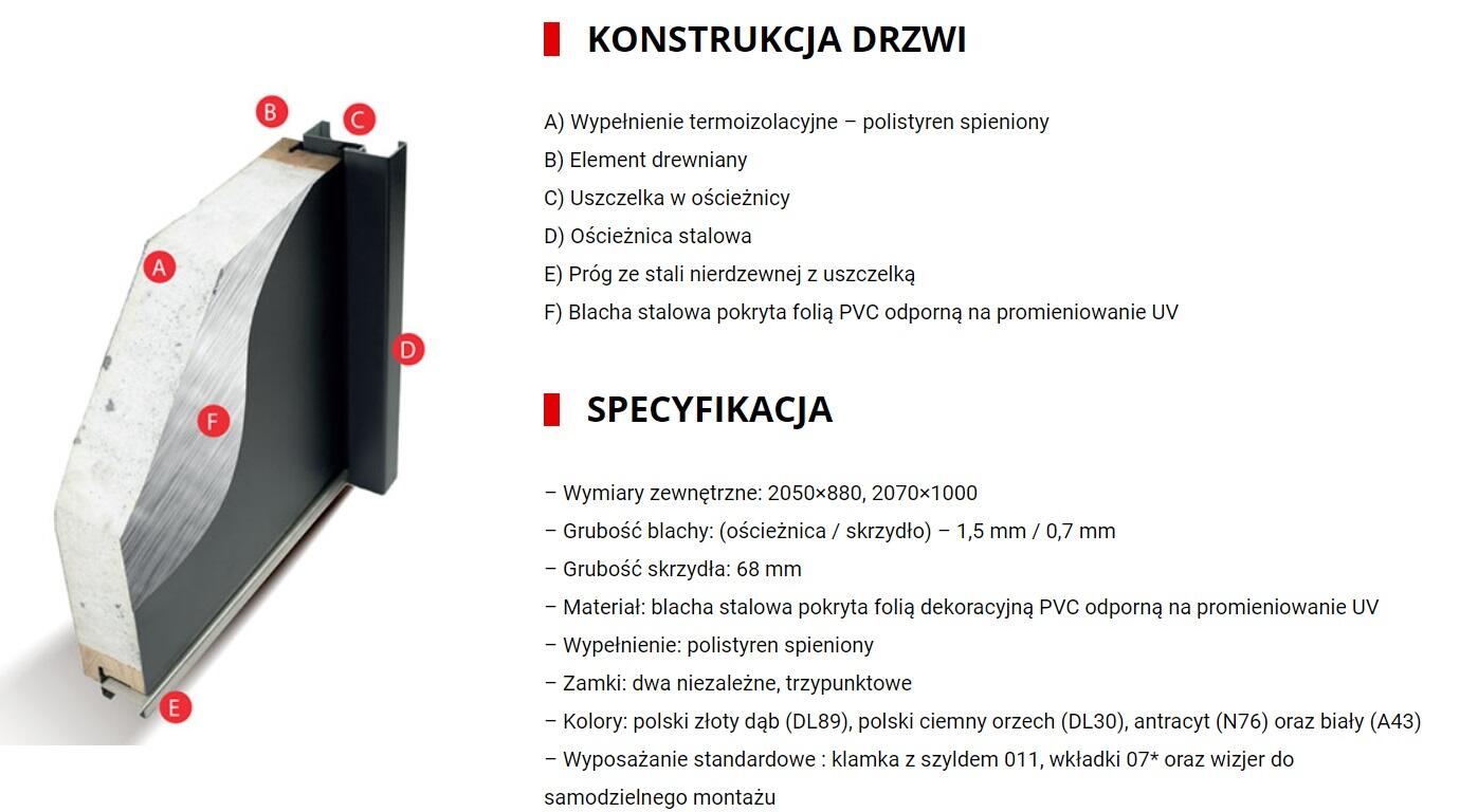 Drzwi zewnętrzne stalowe wejściowe Buena Shadow 68 Grandson 90 prawe Isoxa - 8