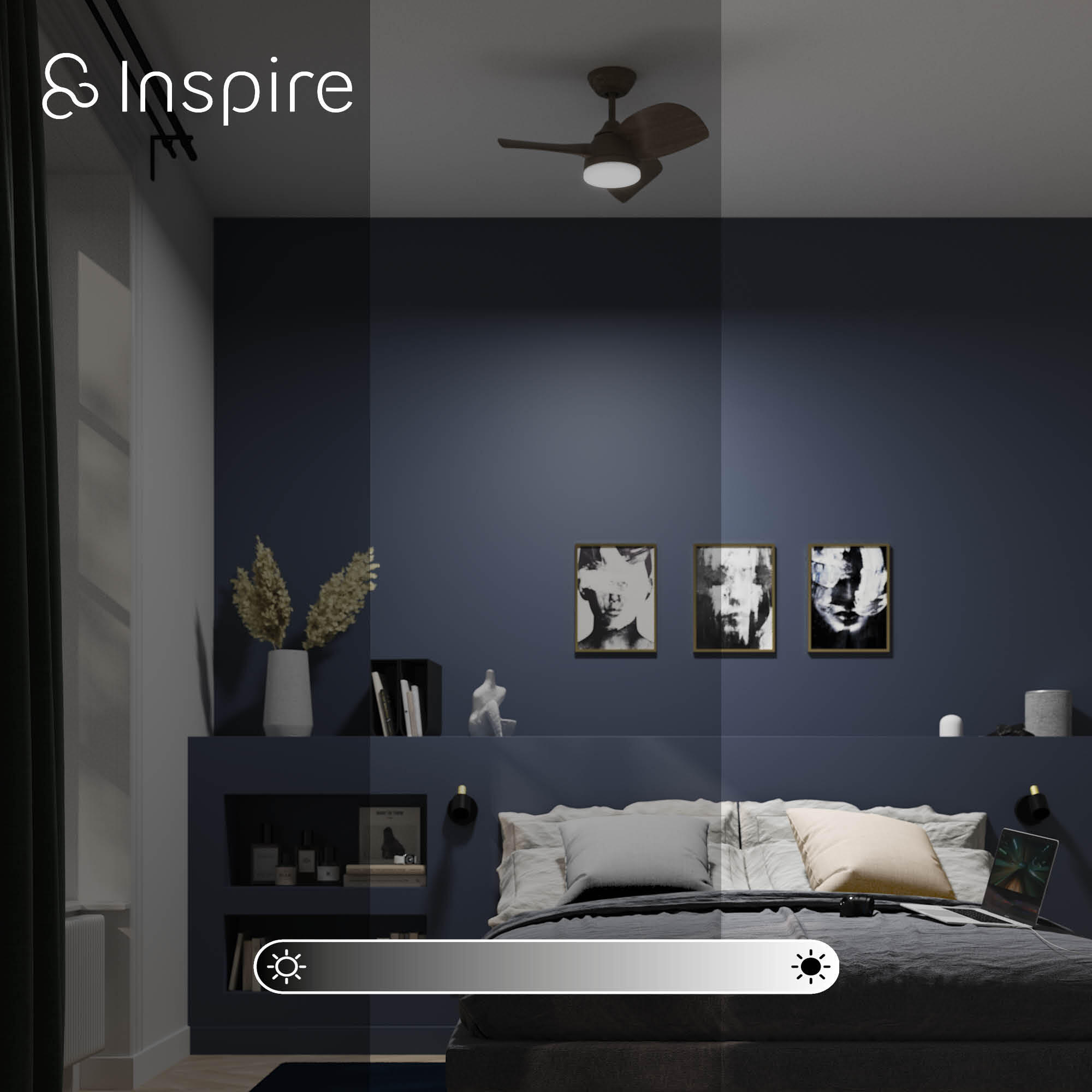 Ventilateur de plafond LED, Beach, 71 cm, INSPIRE, noyer - 4