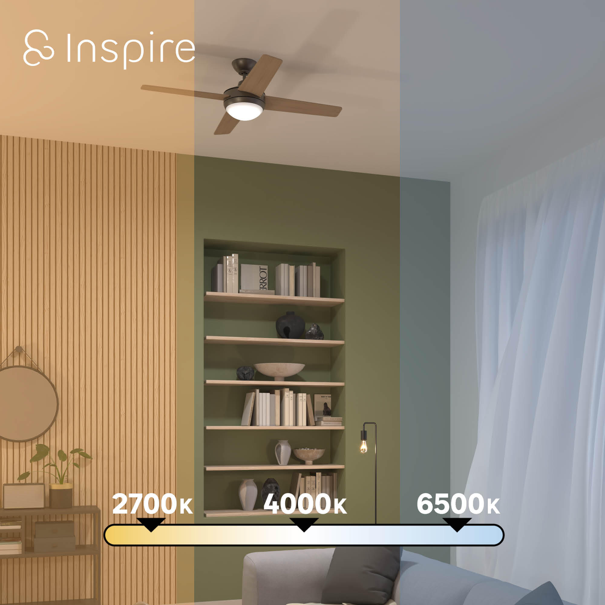 Ventilador de techo con luz silencioso DC Inspire Aveiro gris/beige 122 cm - 8