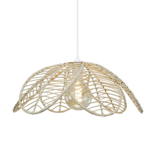 Suspension Ilys rotin, beige, Diam.45 cm, E27