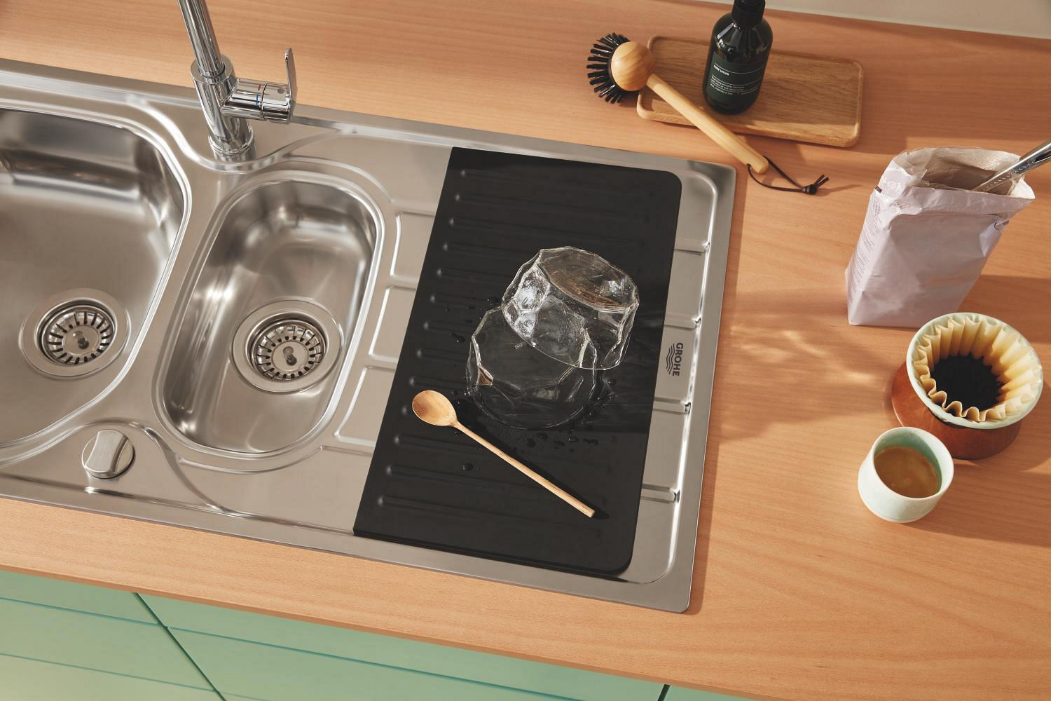 Torneira de bancada cano alto extraível cromada Grohe Start Clova - 4