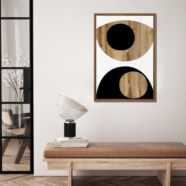 Cuadro pintura impresa enmarcada Abstracto rectangular de 52 x 72 cm. MDF multicolor. Marco color Haya