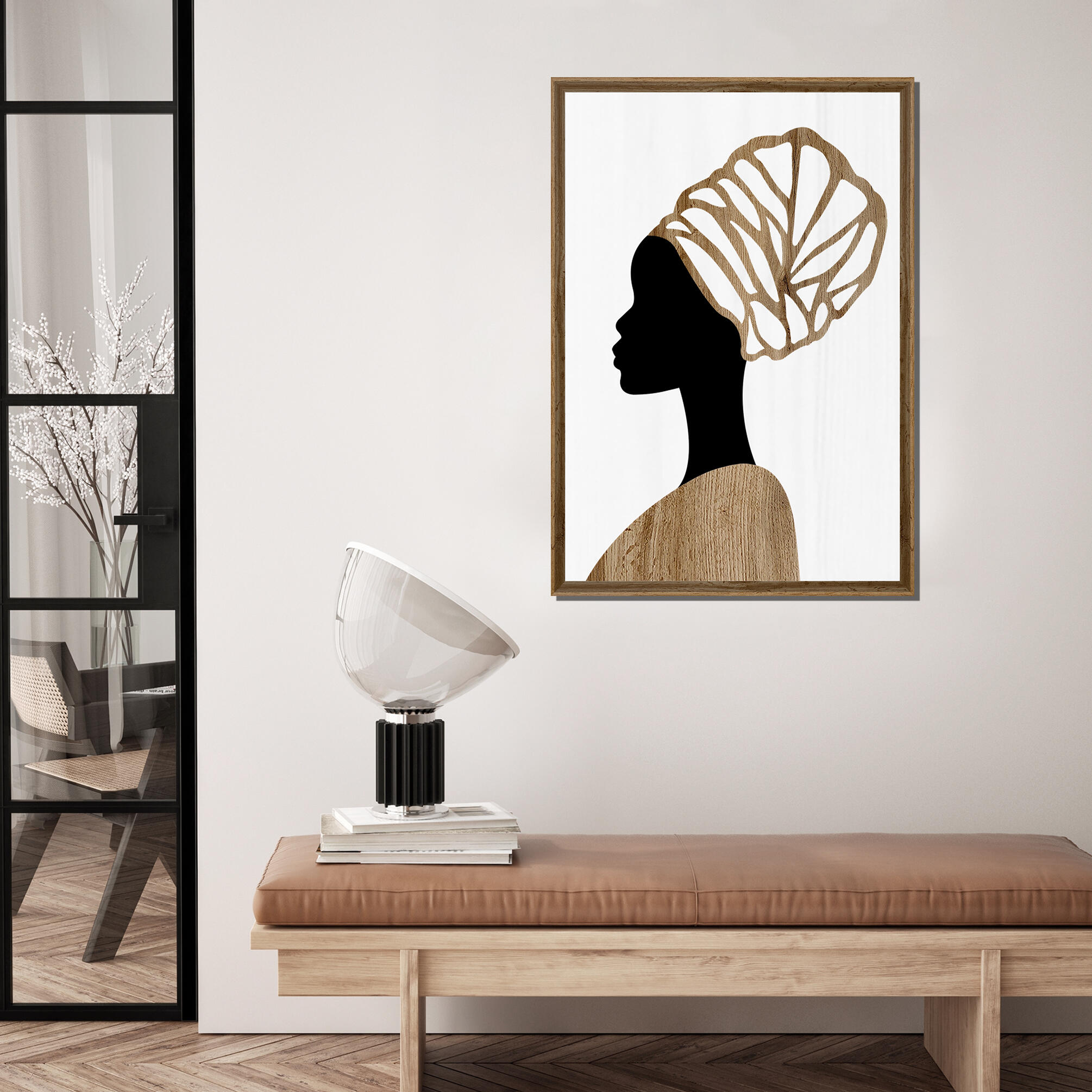 Cuadro con marco africana 52 cm x 72 cm