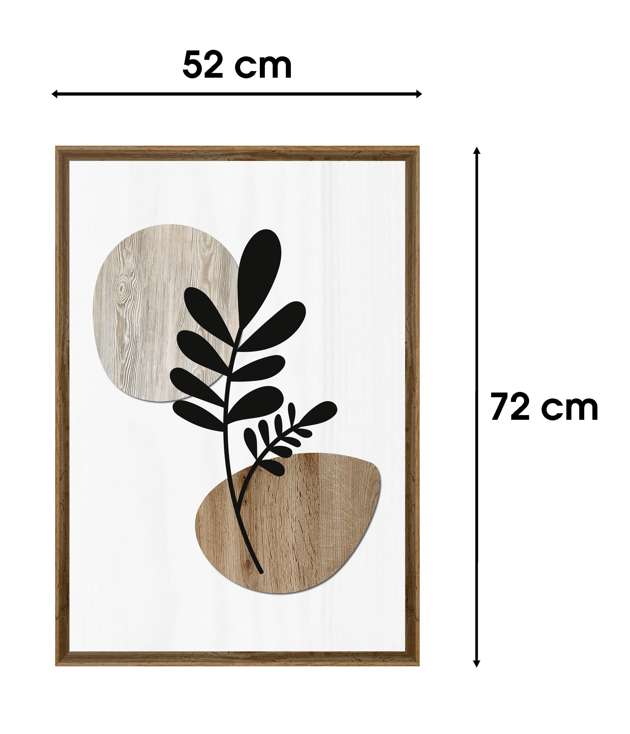 Cuadro pintura impresa enmarcada Naturaleza rectangular de 52 x 72 cm. MDF Hoja Redonda multicolor. Marco color Haya - 3