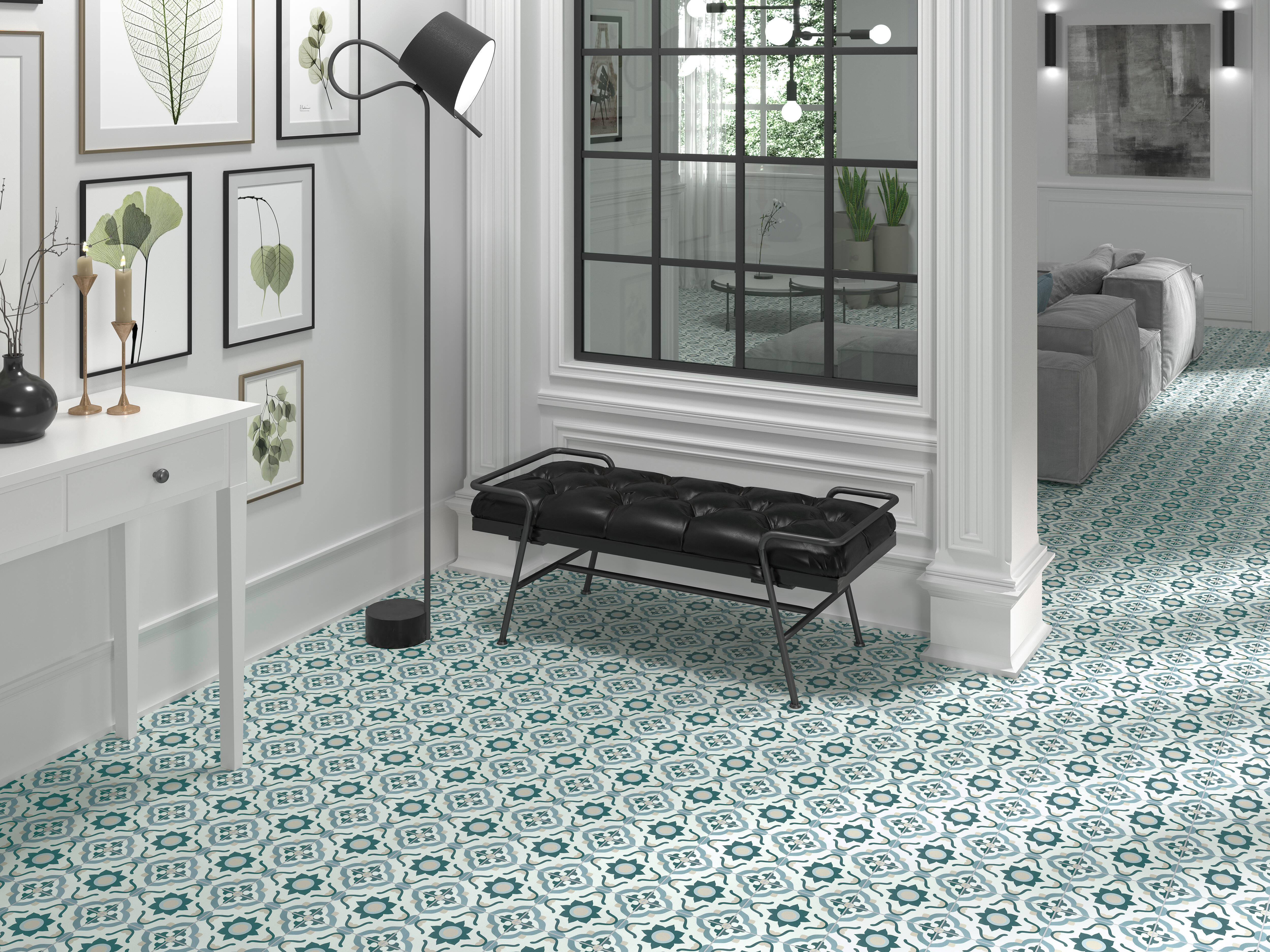 Suelo/azulejo porcelánico infusion efecto hidráulico nazare 20x20 cm c2