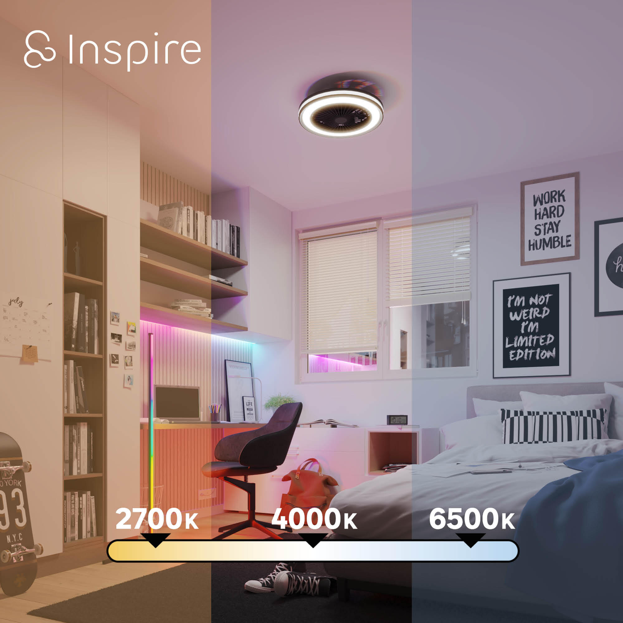 Ventilateur de plafond LED silencieux, Rafaga, 47 cm, INSPIRE, noir - 4
