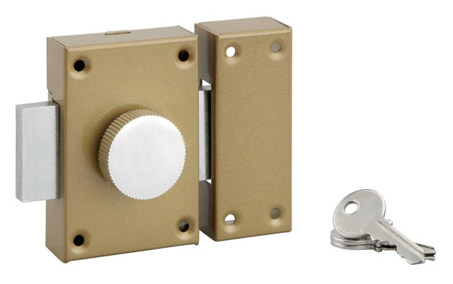 Verrou cylindre/bouton Thirard, lo.cyl.45mm entraxe de fixation la.35xht72 mm