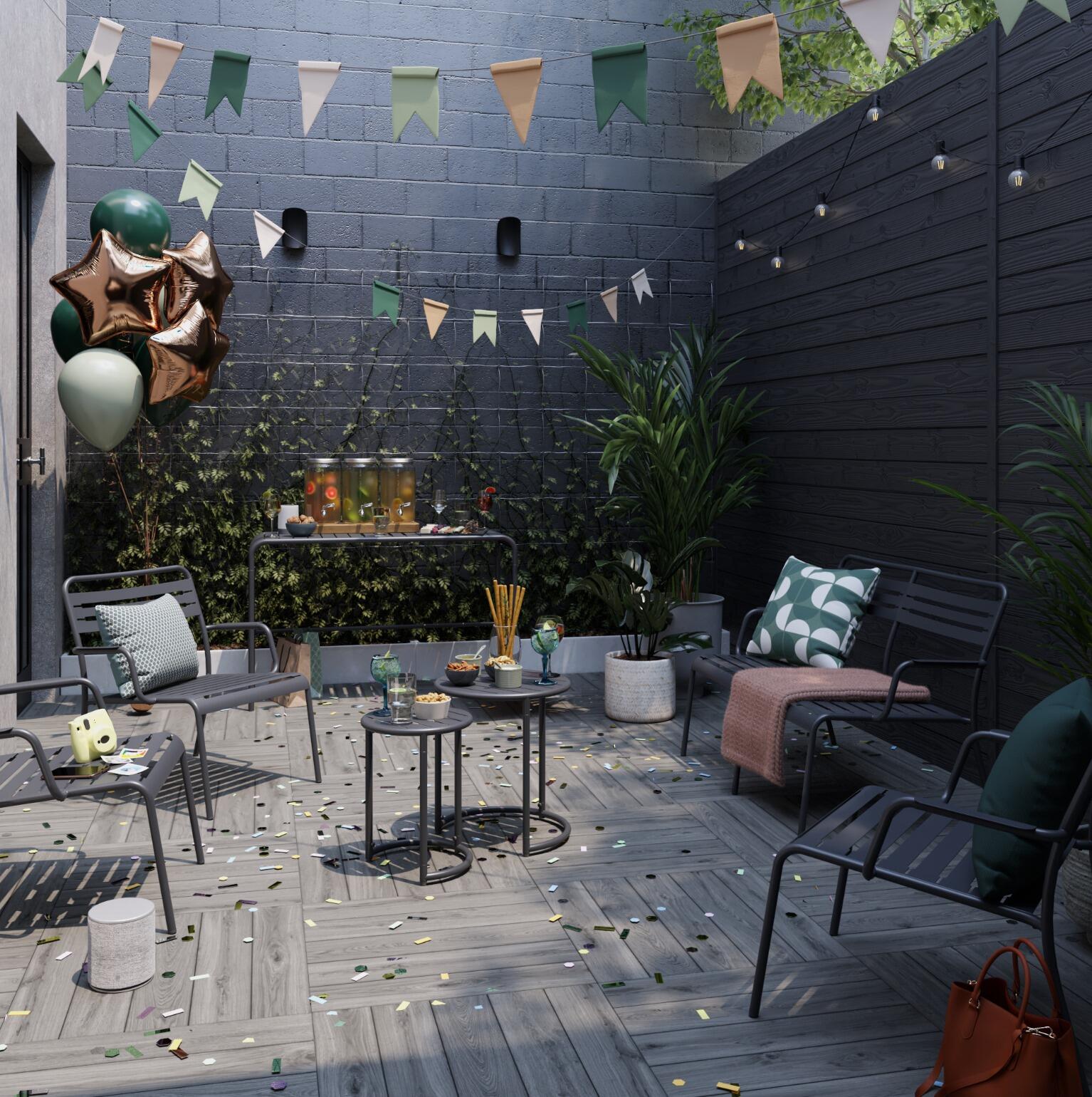 Set de 2 mesas auxiliares de jardín naterial café ii de acero antracita