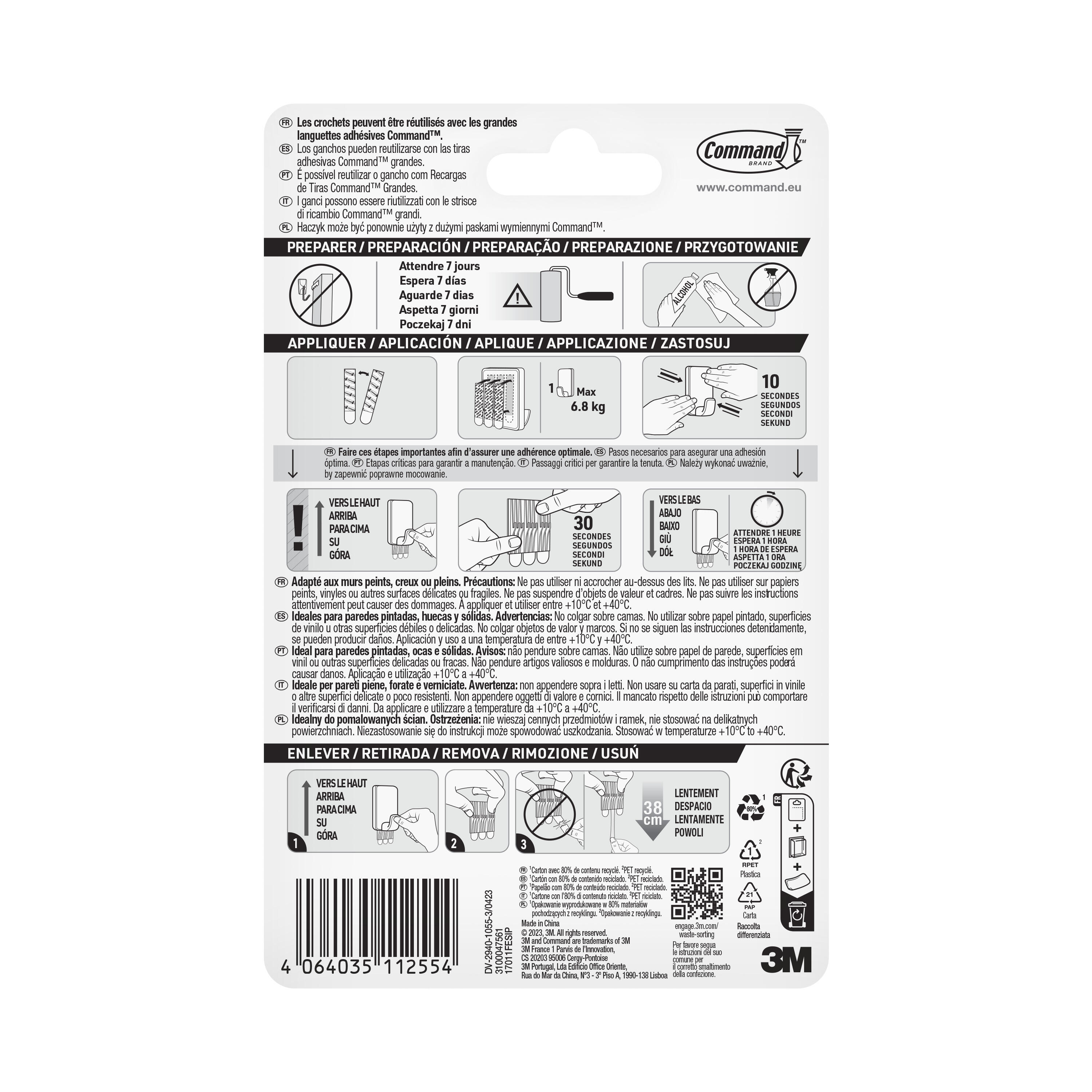 Crochet XL blanc standard 6,8kg COMMAND blanc - 5