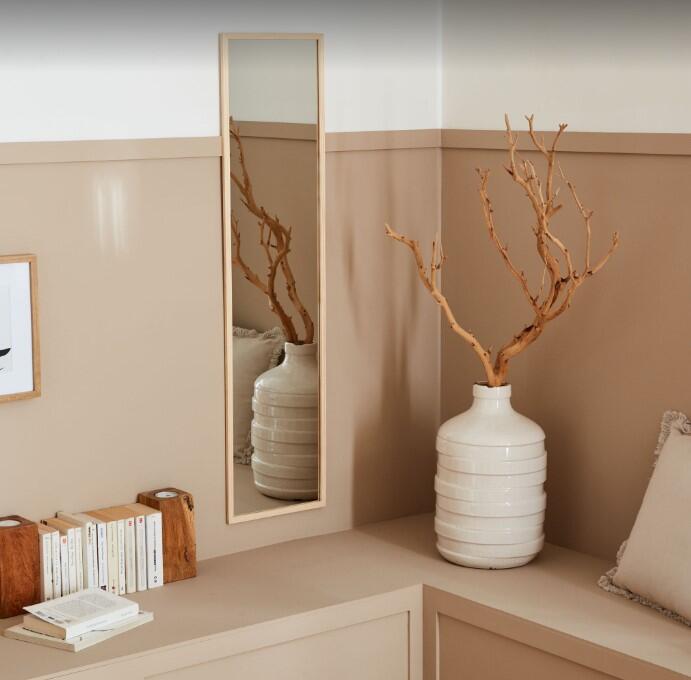 Espejo enmarcado de pared rectangular Natural wood pino natural de 30 x 120 cm - 2