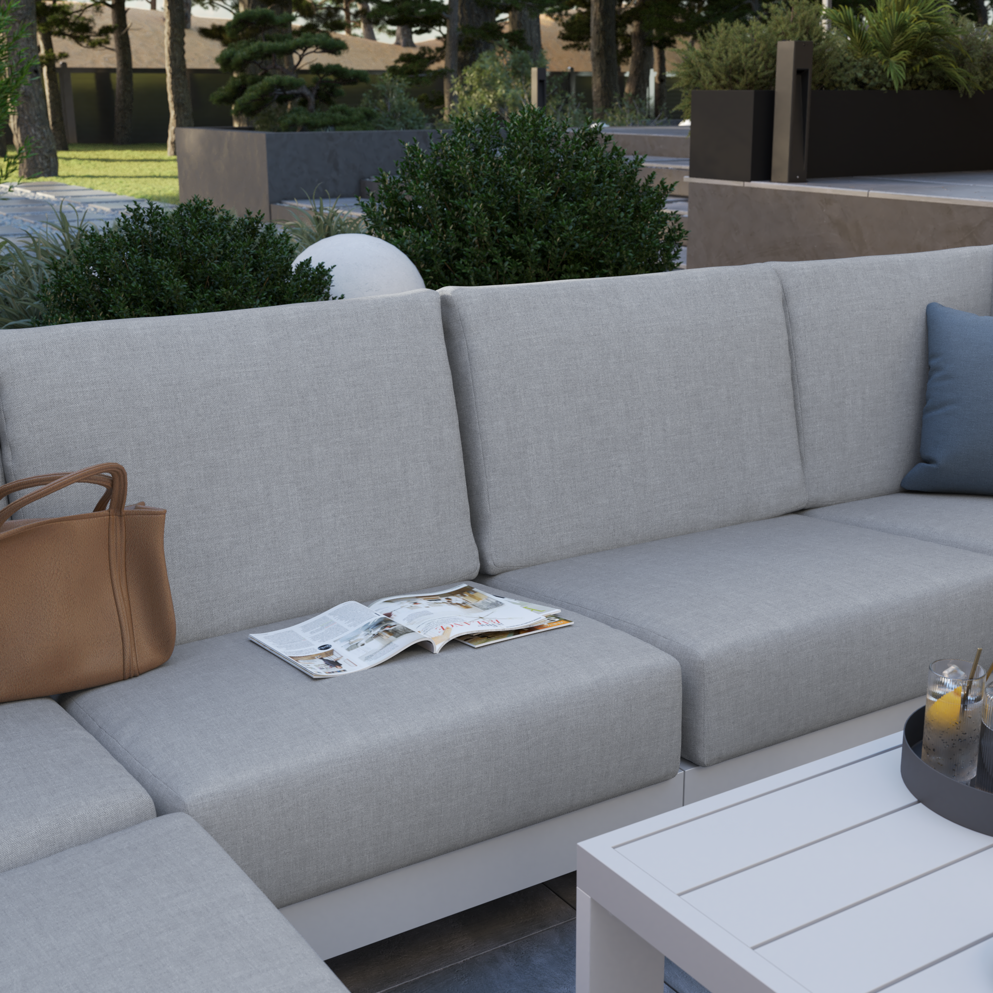 Conjunto esquinero de jardín NATERIAL Athena de aluminio blanco para 7 personas - 16