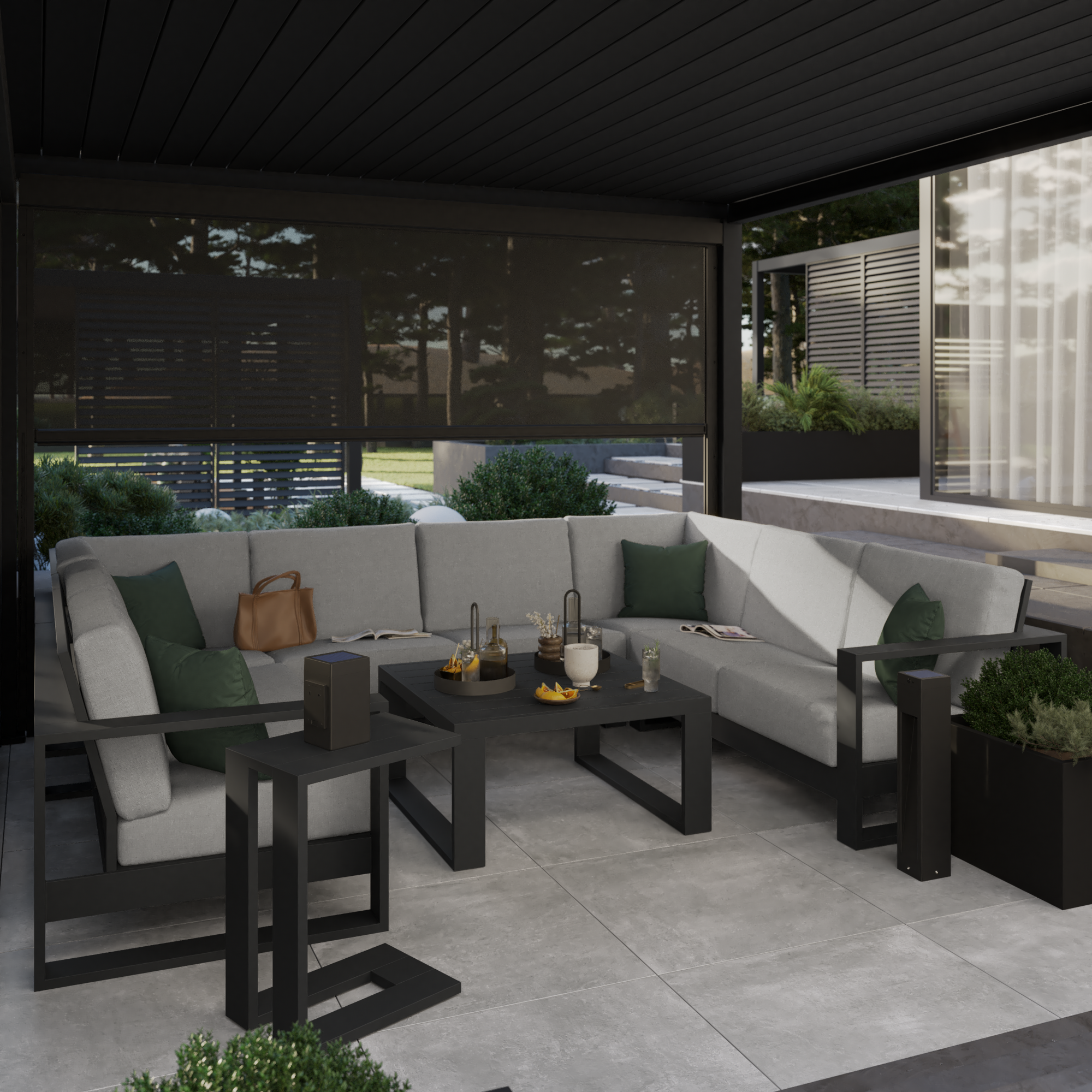 Canapé 2 personnes côté droit en aluminium gris Athena NATERIAL - 2