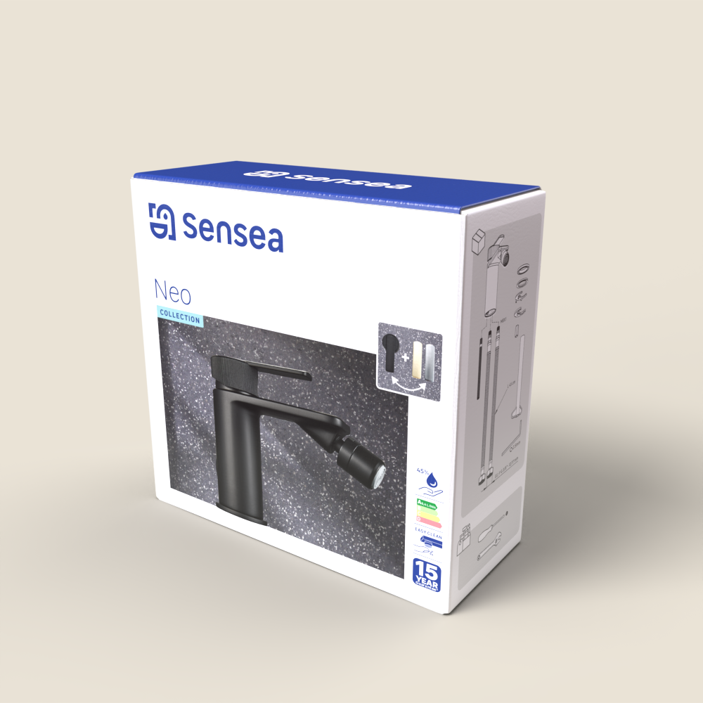 Grifo monomando de bidé SENSEA Neo negro mate. Apertura en frío. Antical. Latón - 13