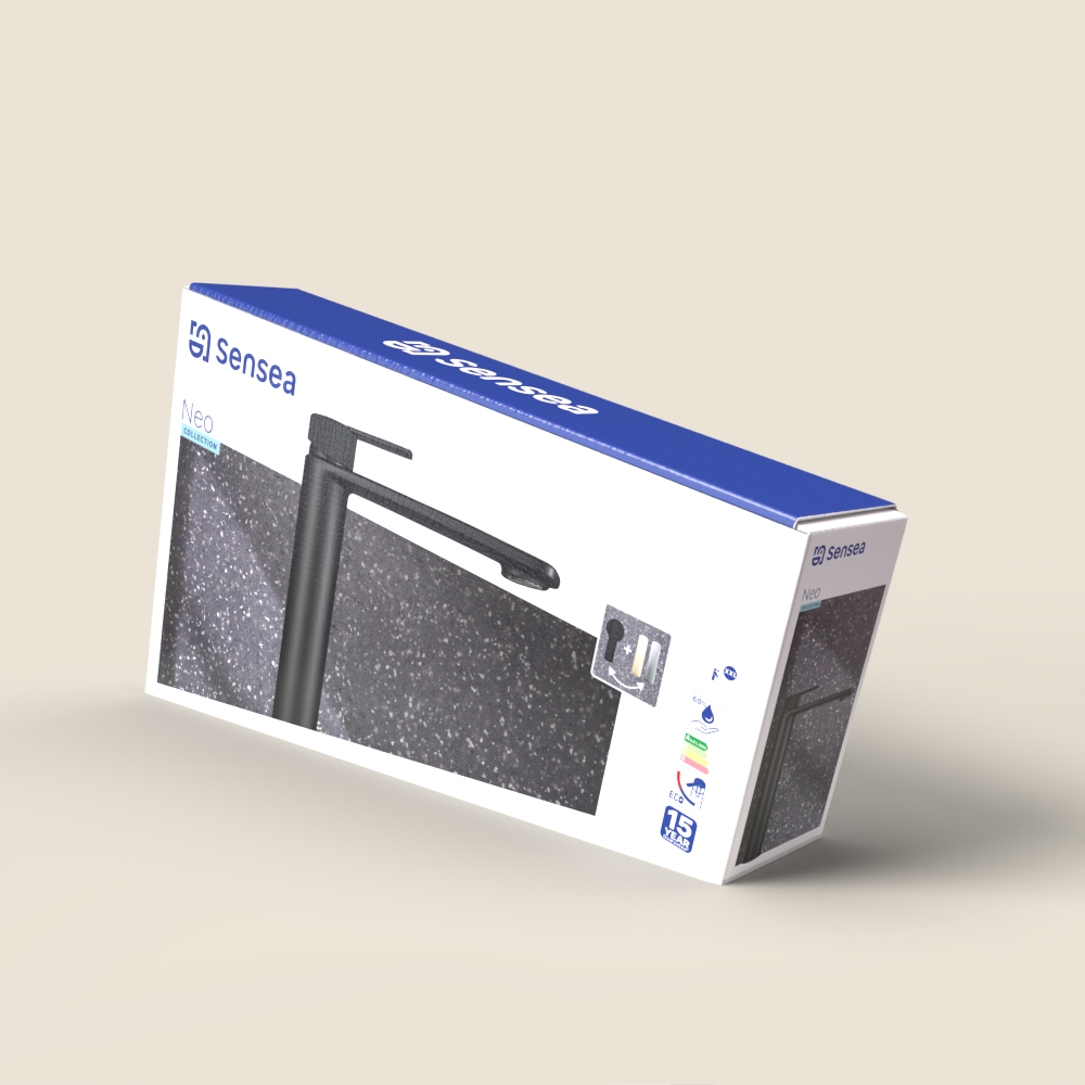 Torneira de lavatório cano alto preto Sensea Neo - 11