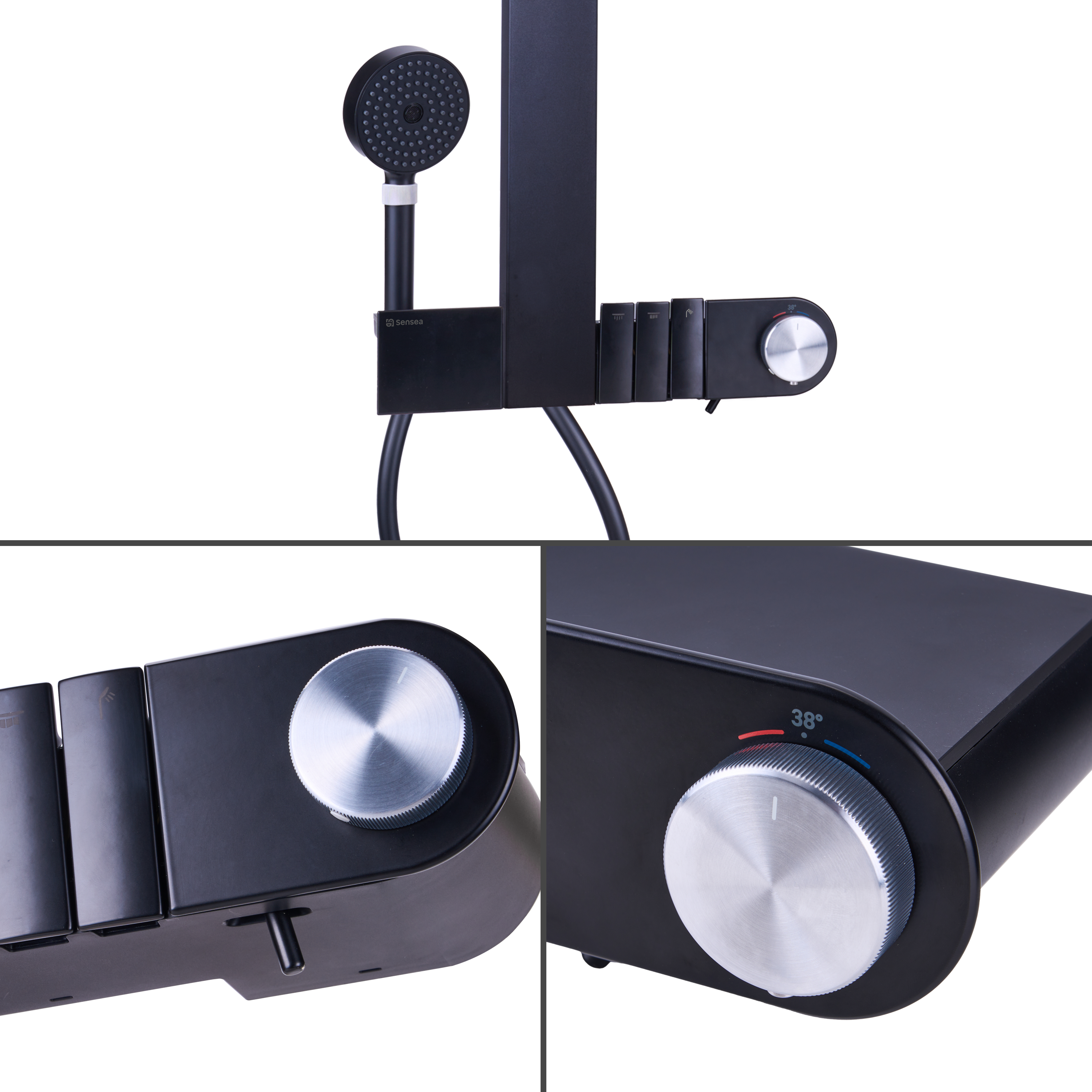 Conjunto de duche termostático 29 cm preto Sensea Neo - 15