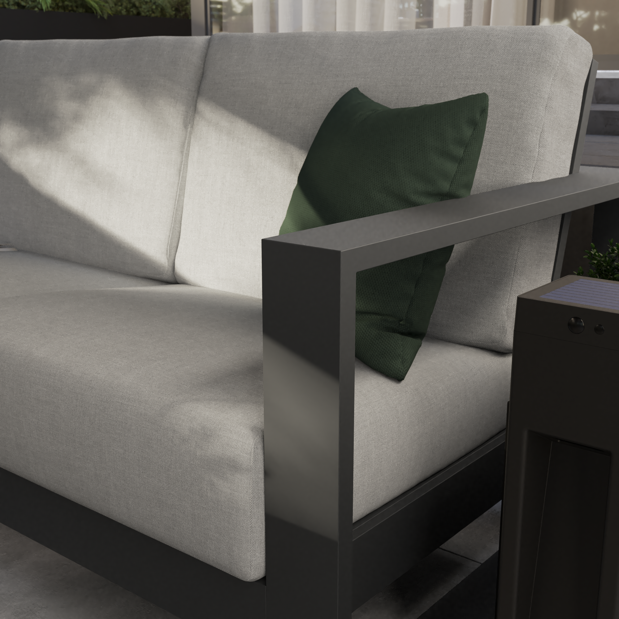 Canapé 2 personnes côté droit en aluminium gris Athena NATERIAL - 3