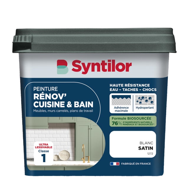 Peinture meuble blanc satin SYNTILOR Rénov' cuisine et bain 0.75L