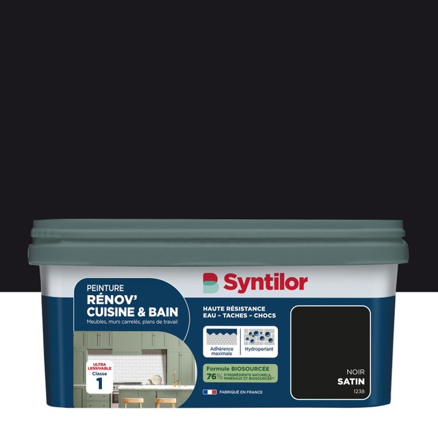 Peinture meuble noir satin SYNTILOR Rénov' cuisine et bain 2L