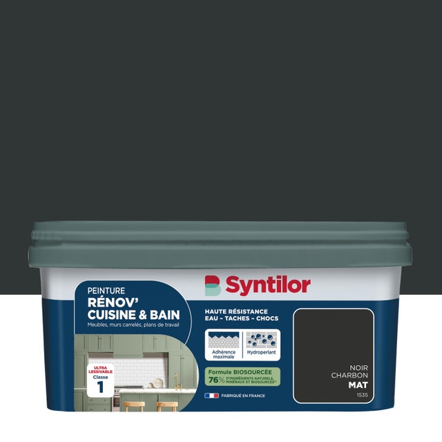 Peinture meuble noir charbon mat SYNTILOR Rénov' cuisine et bain 2L