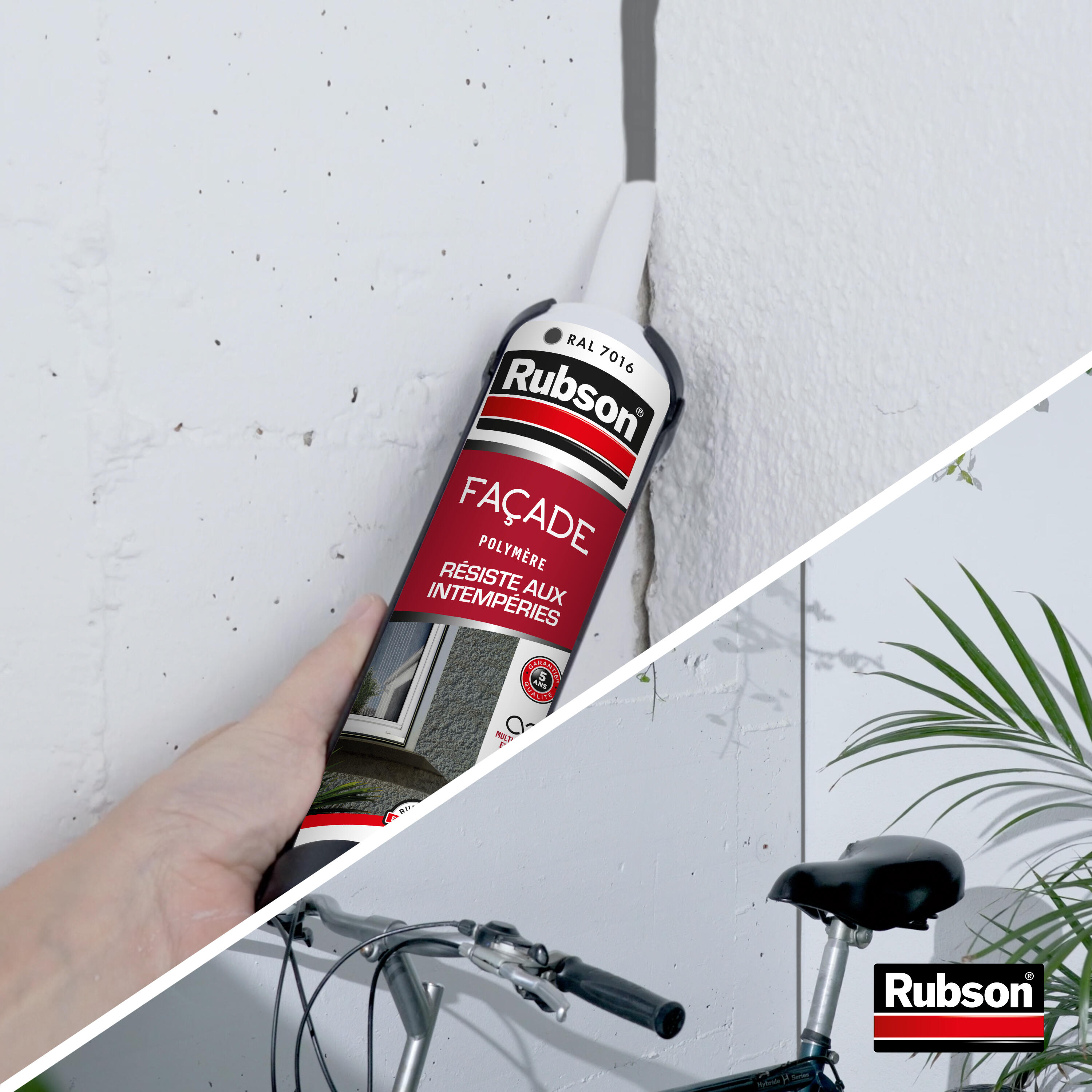 Mastic d'étanchéité Façades RUBSON gris foncé, 280 ml - 3
