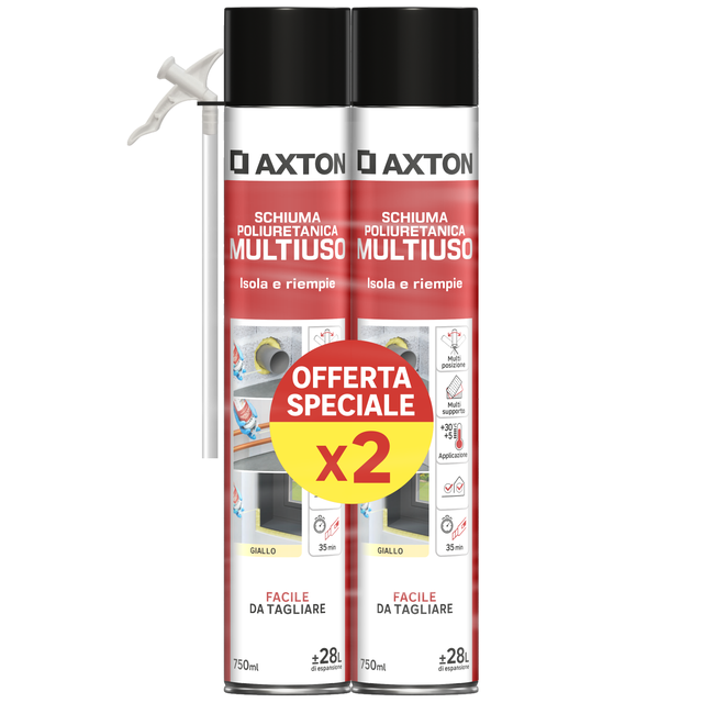 Schiuma espansa poliuretanica AXTON Bipack per isolare 750 ml