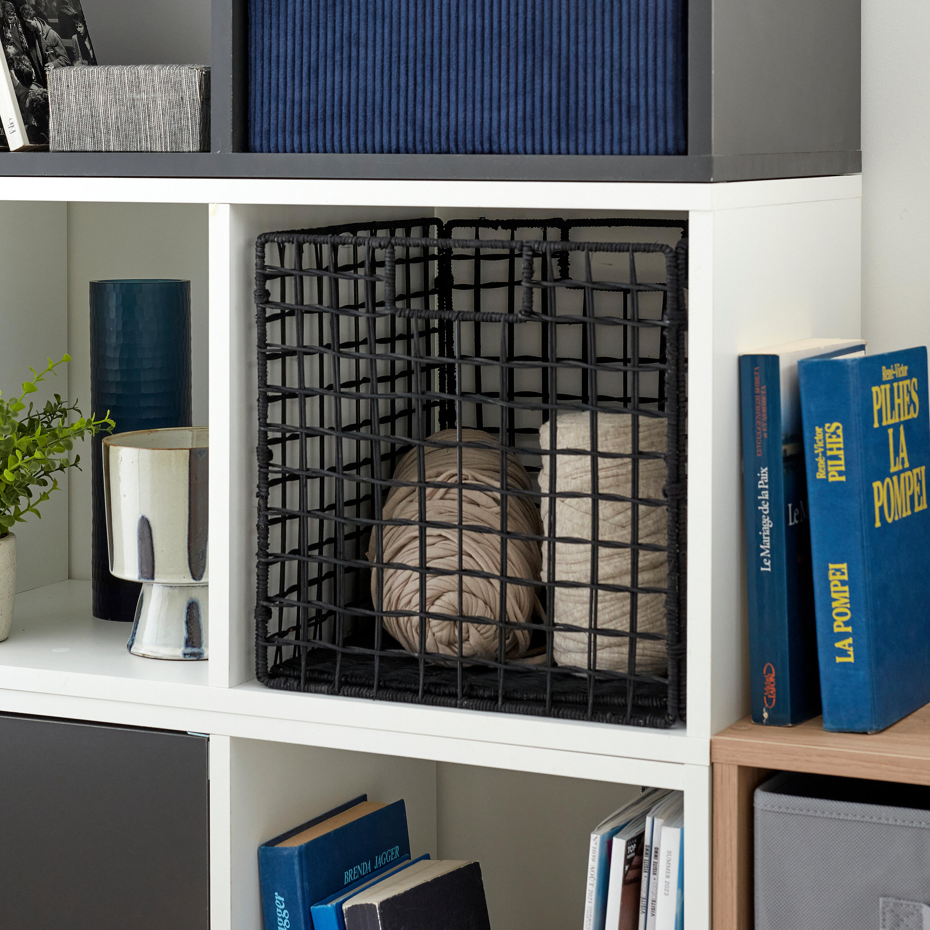 Cesto L rattan preto 31x31x31 cm Spaceo Kub - 8