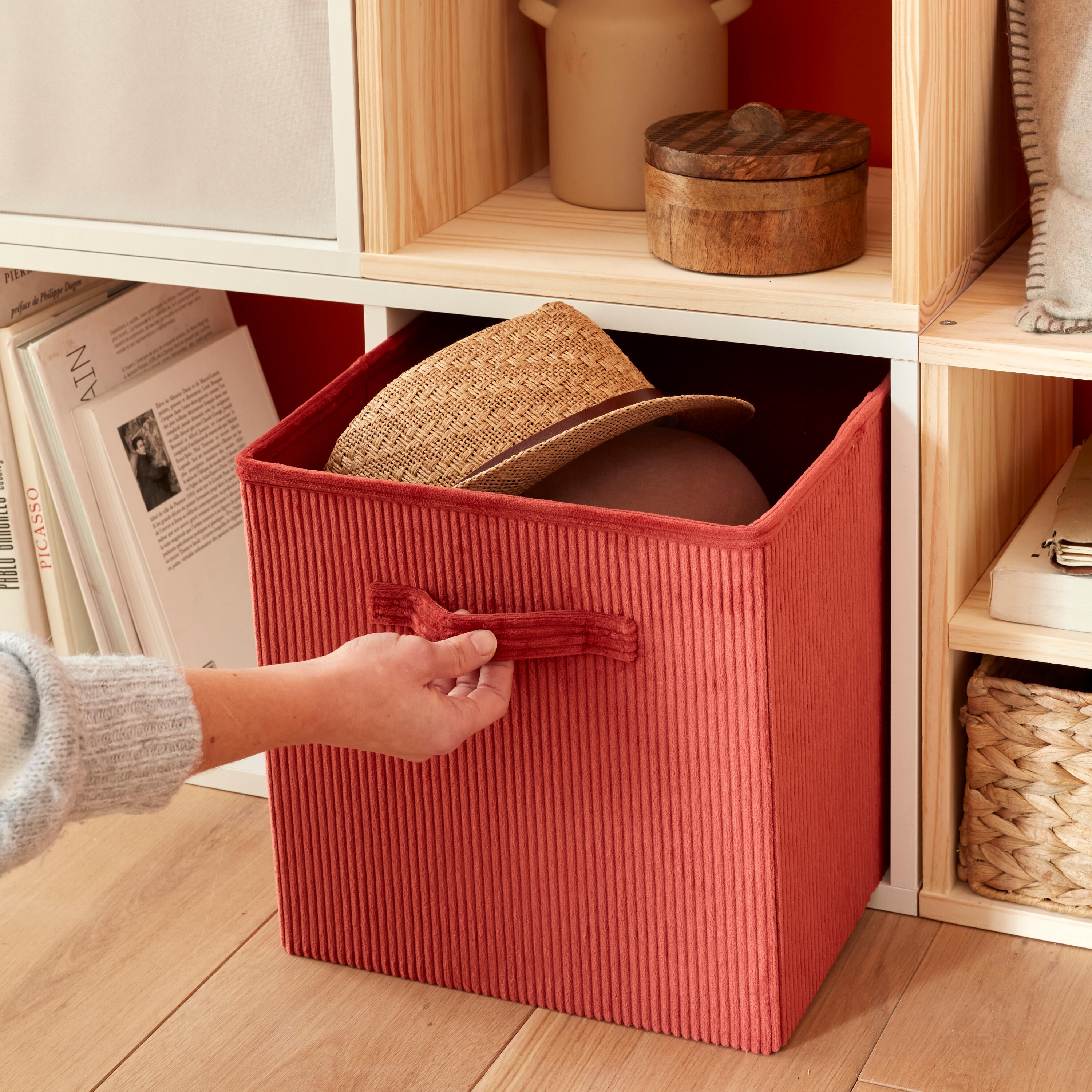 SPACEO Kub effet velours rouge H.31 x l.31 x P.31 cm - 6