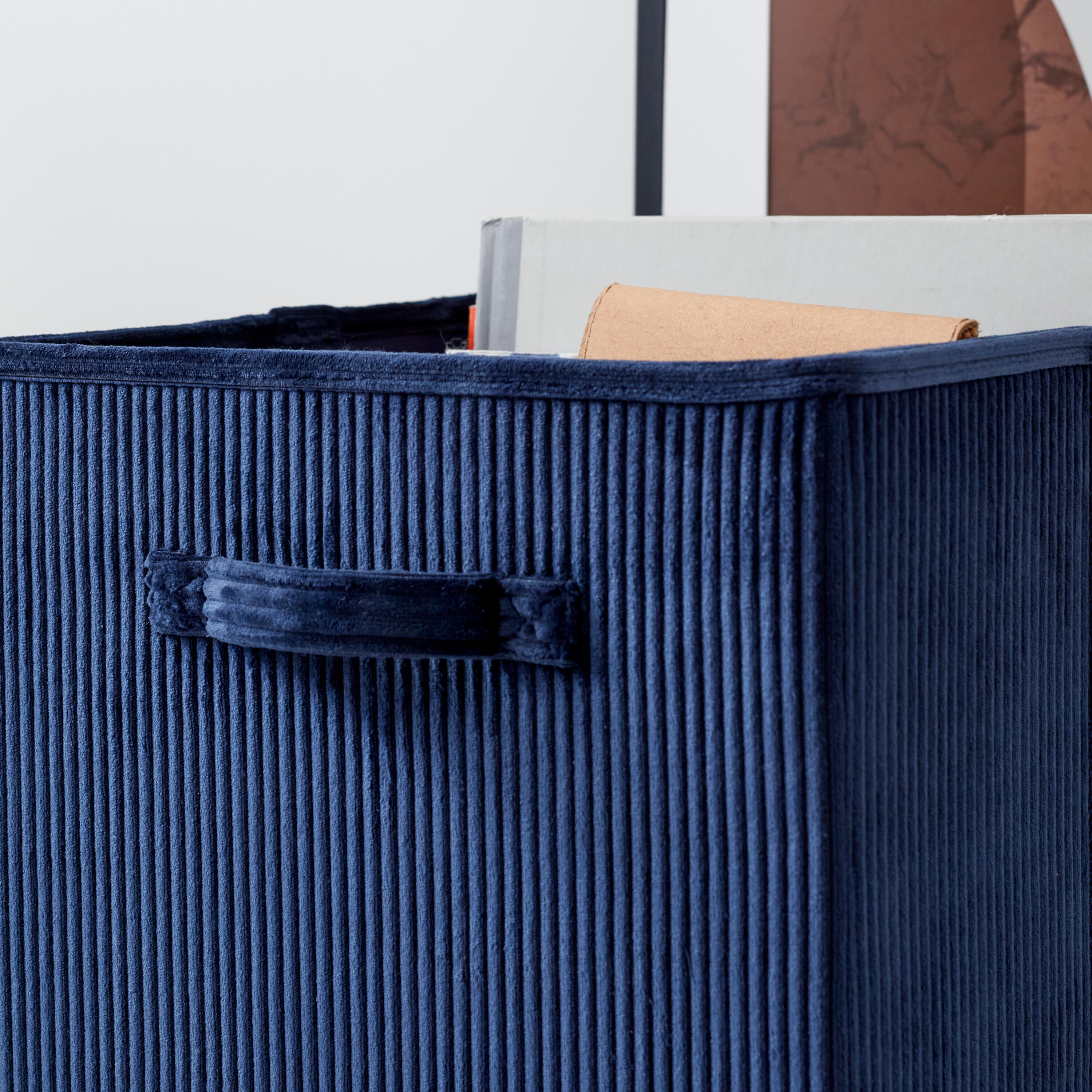 Panier SPACEO Kub effet velours bleu H.31 x l.31 x P.31 cm - 4