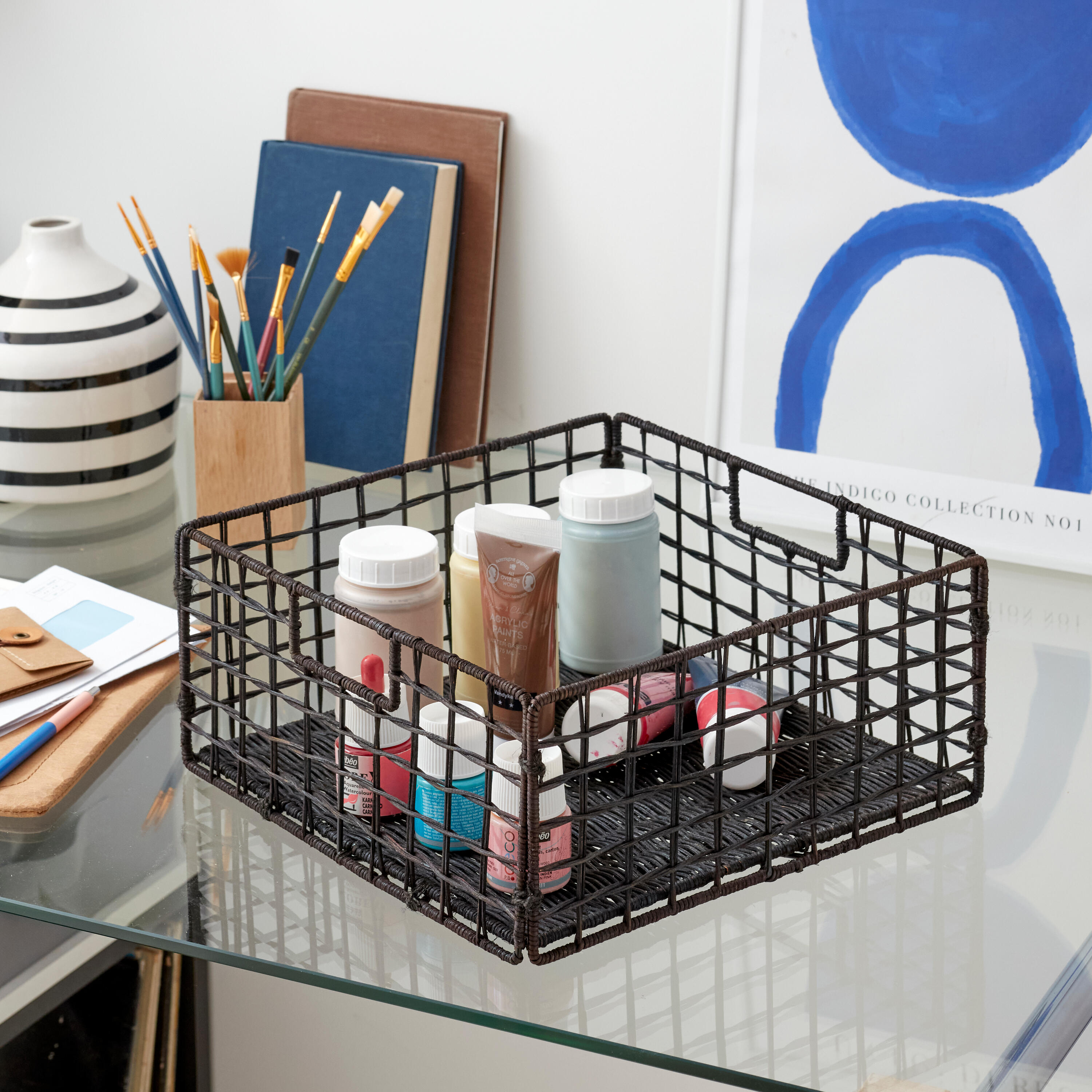 Panier SPACEO Kub Rotin noir H.14 x l.31 x P.31 cm - 2