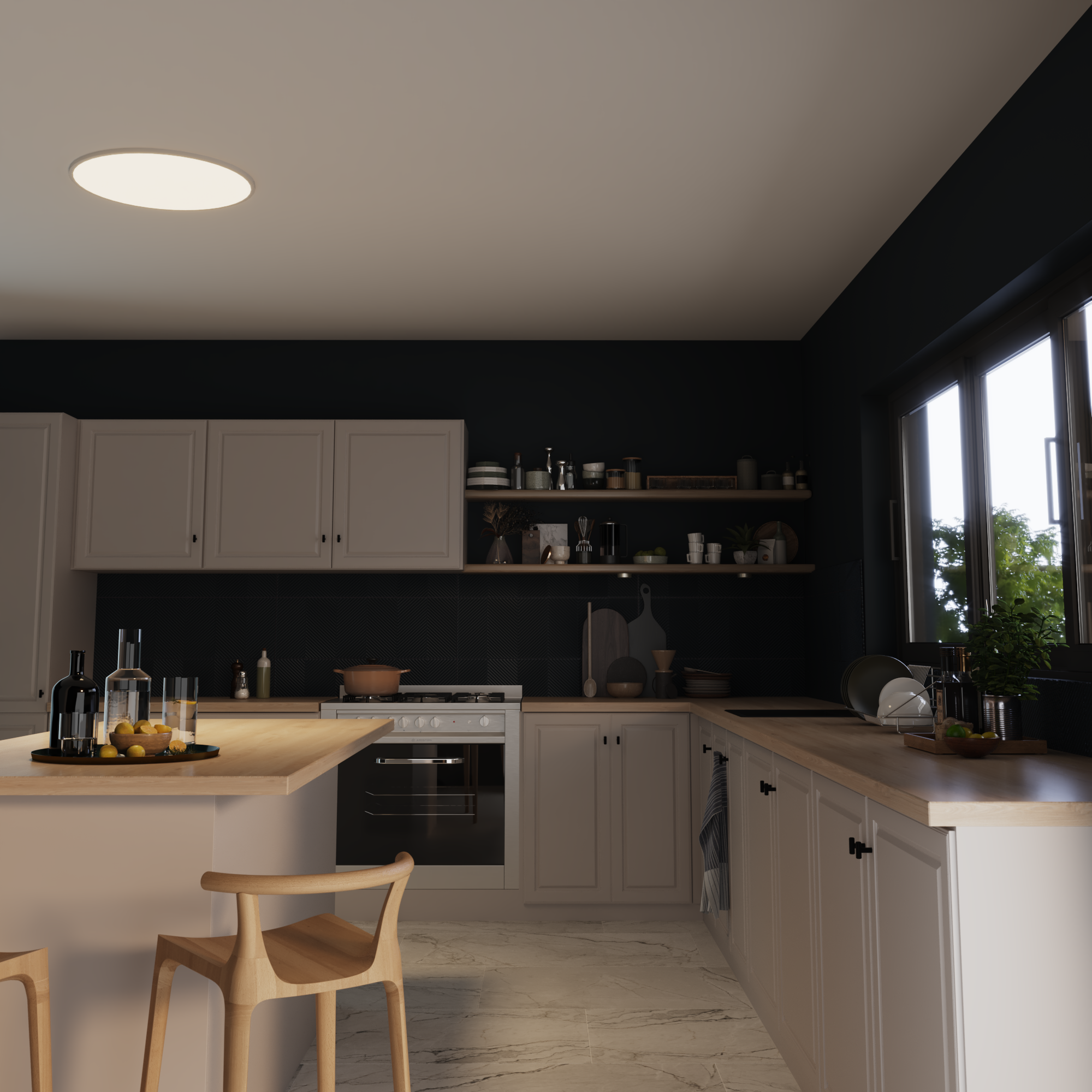 Panneau LED Gdansk rond D.60 cm, variation blancs et intensité, blanc INSPIRE - 4