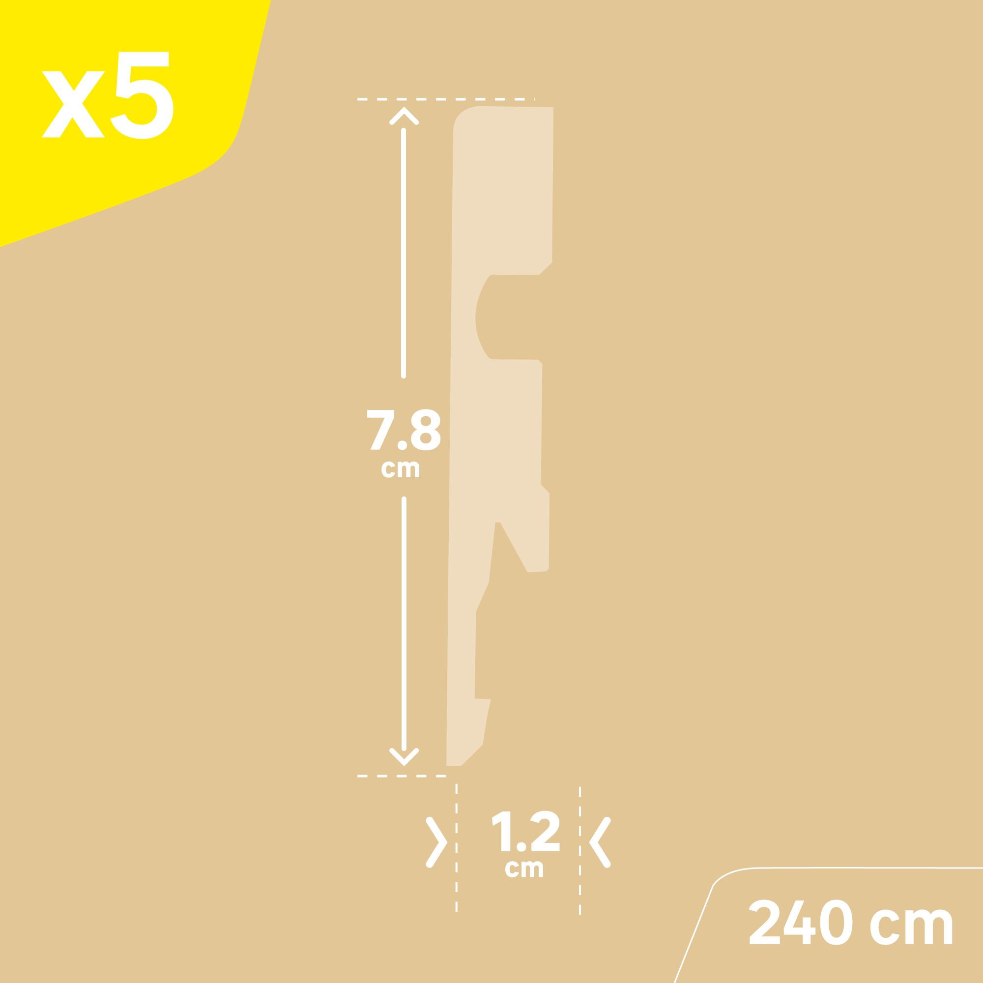 Lot de 5 plinthes mdf, blanches, H. 7.8 x L. 2.4 m, Ep.12 mm ARTENS - 5