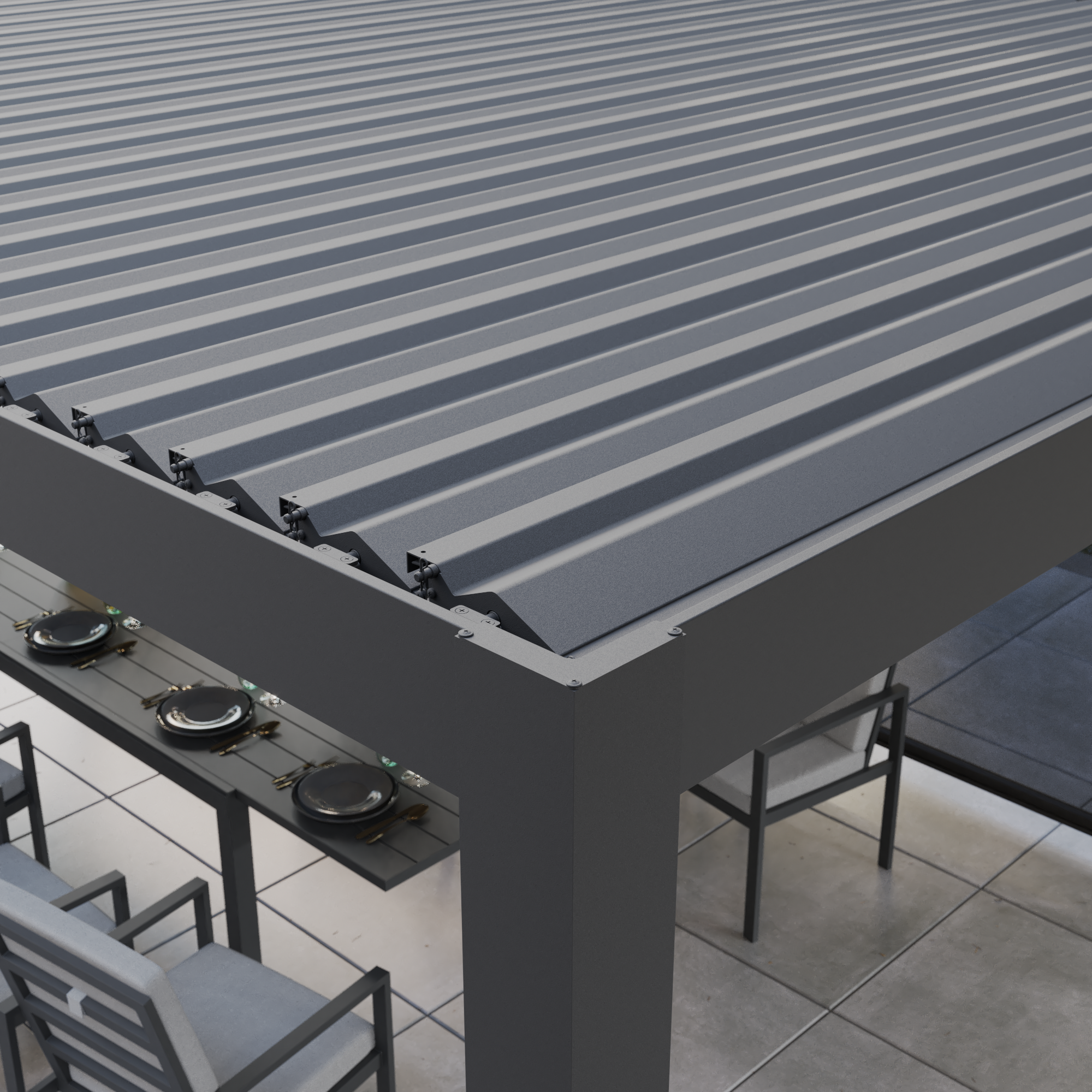 Pergola in alluminio grigio scuro 4 x 4 m - Modus NATERIAL - 15