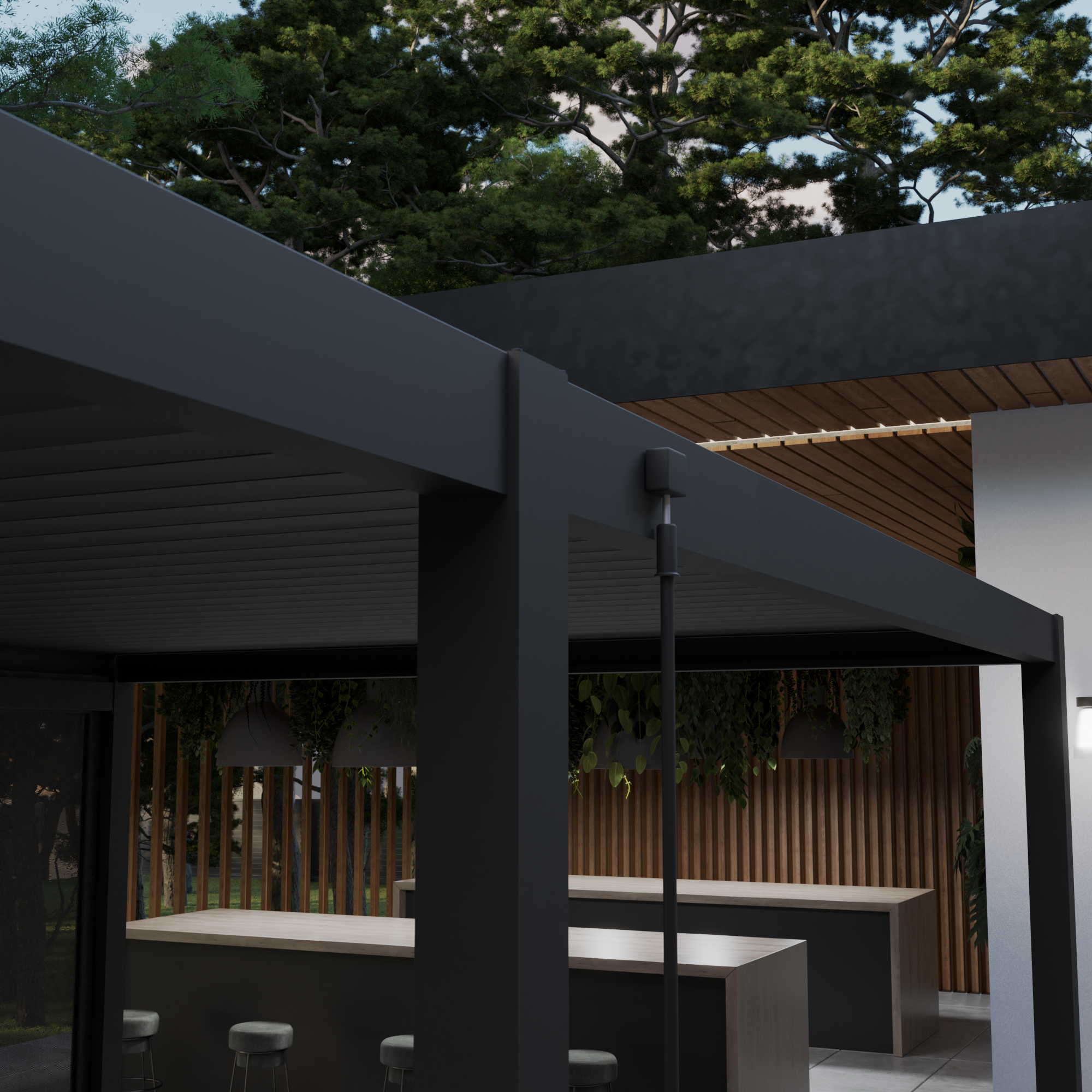 Extension pergola Modus NATERIAL en aluminium gris foncé, 12.96 m² - 2