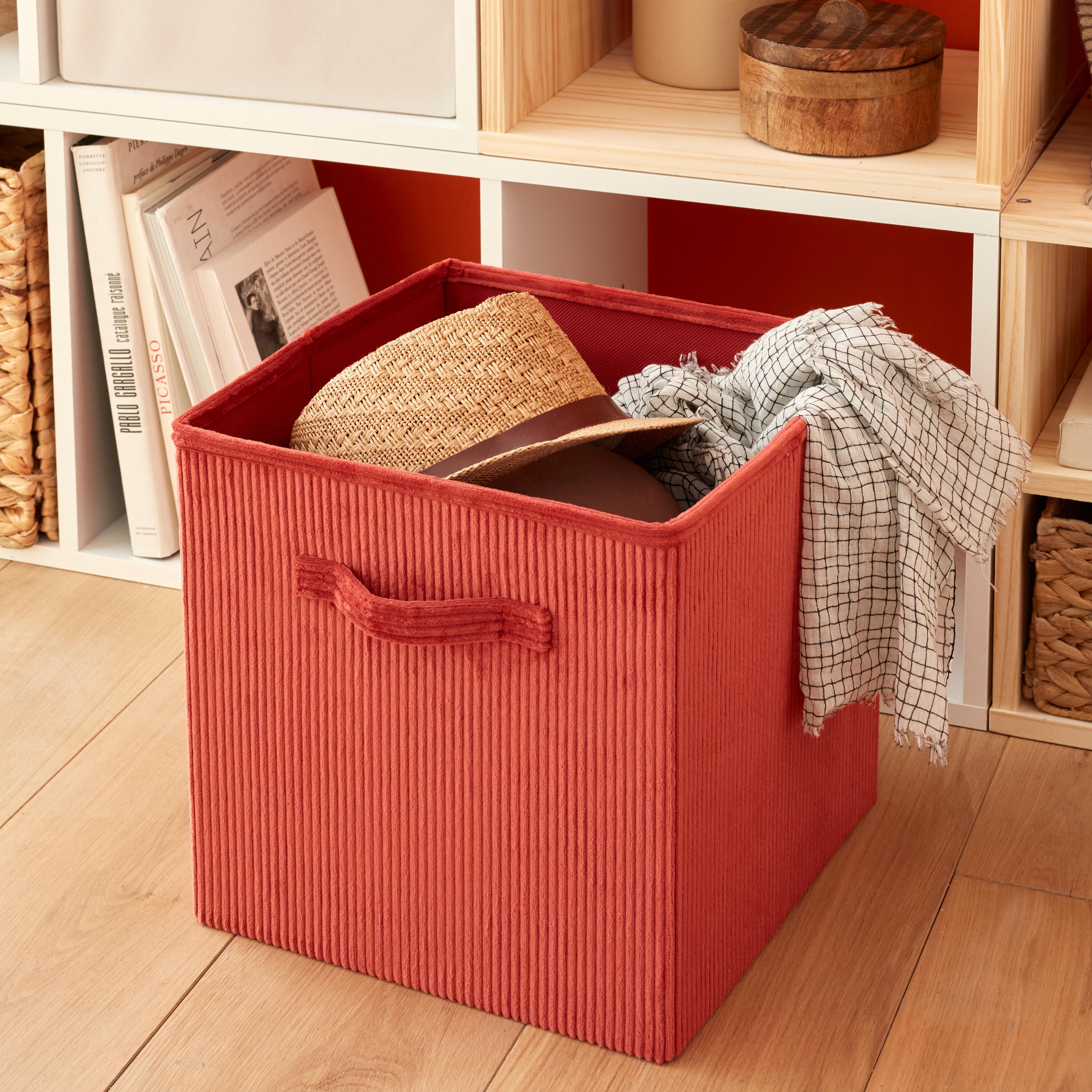 SPACEO Kub effet velours rouge H.31 x l.31 x P.31 cm - 2