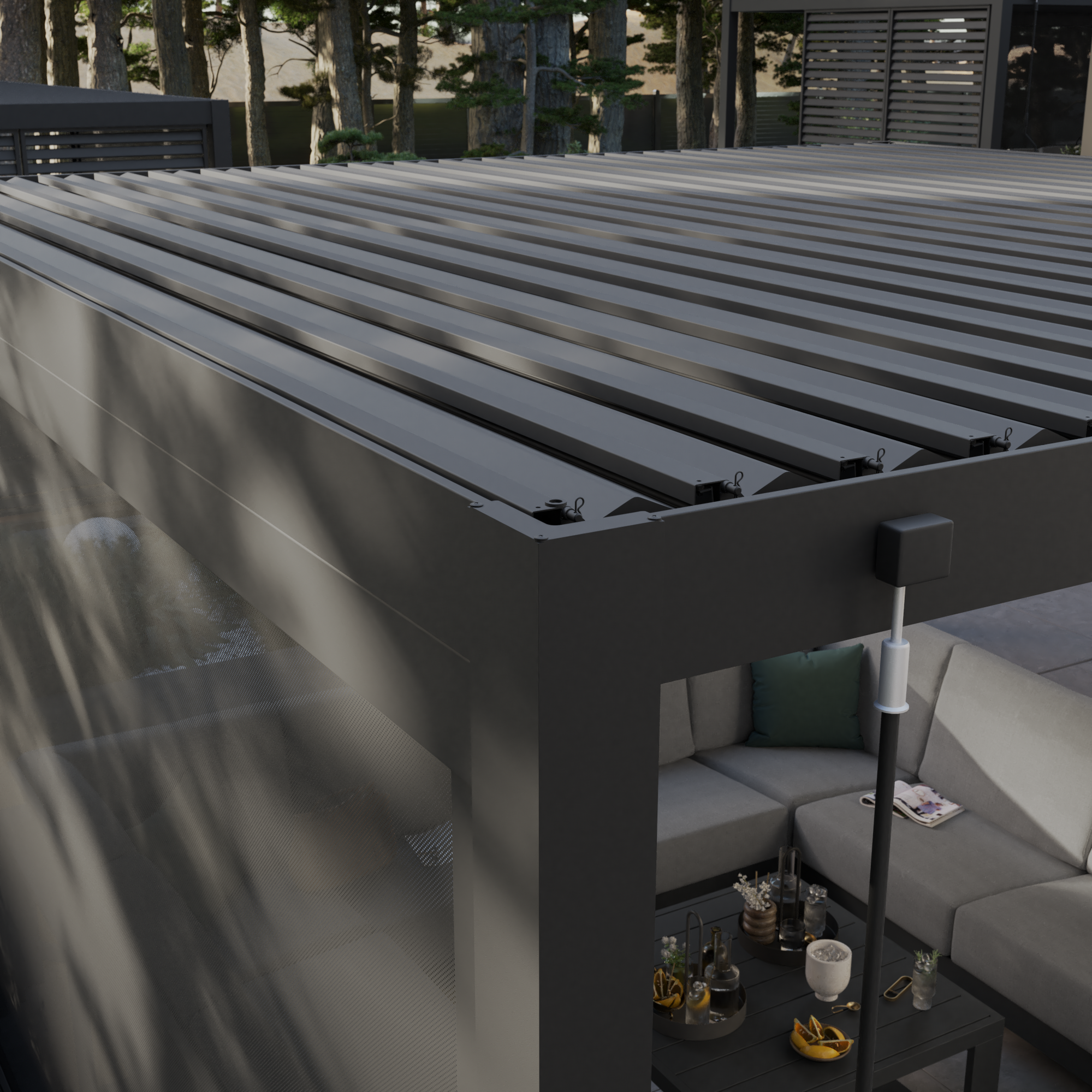 Pergola in alluminio grigio scuro 4 x 4 m - Modus NATERIAL - 14