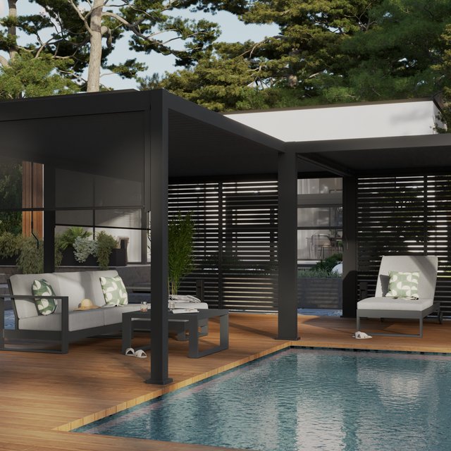 Pérgola bioclimática de aluminio NATERIAL Modus gris oscuro de 720 x 250 cm manual