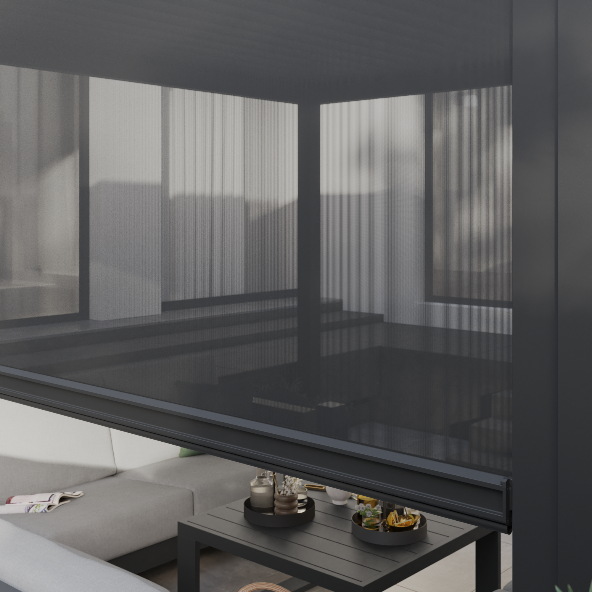 Store latéral en textilène Anthracite 3.6m pour pergola Modus - 2