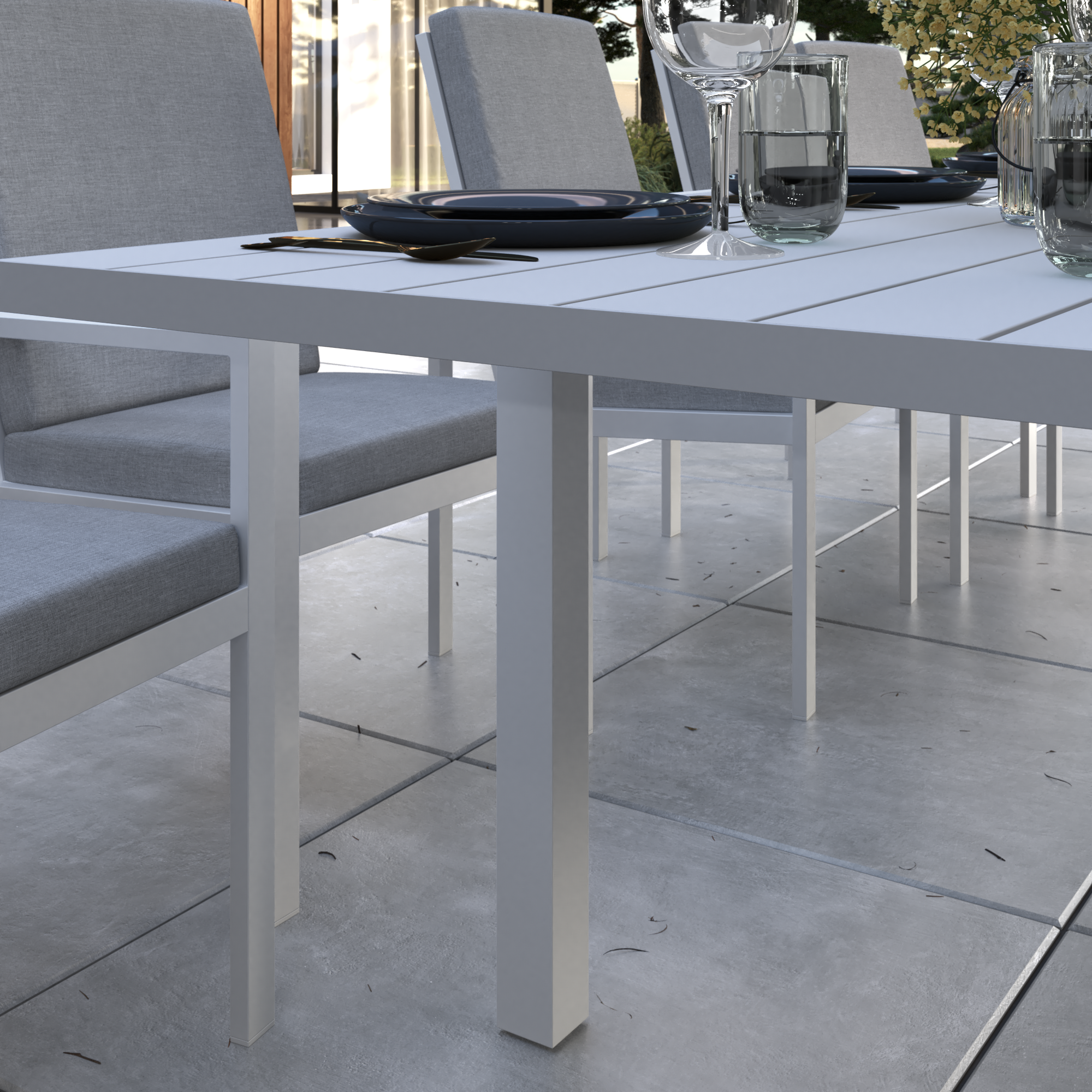 Mesa de jardín extensible NATERIAL Athena de aluminio blanco 224/336x75x100 cm - 5
