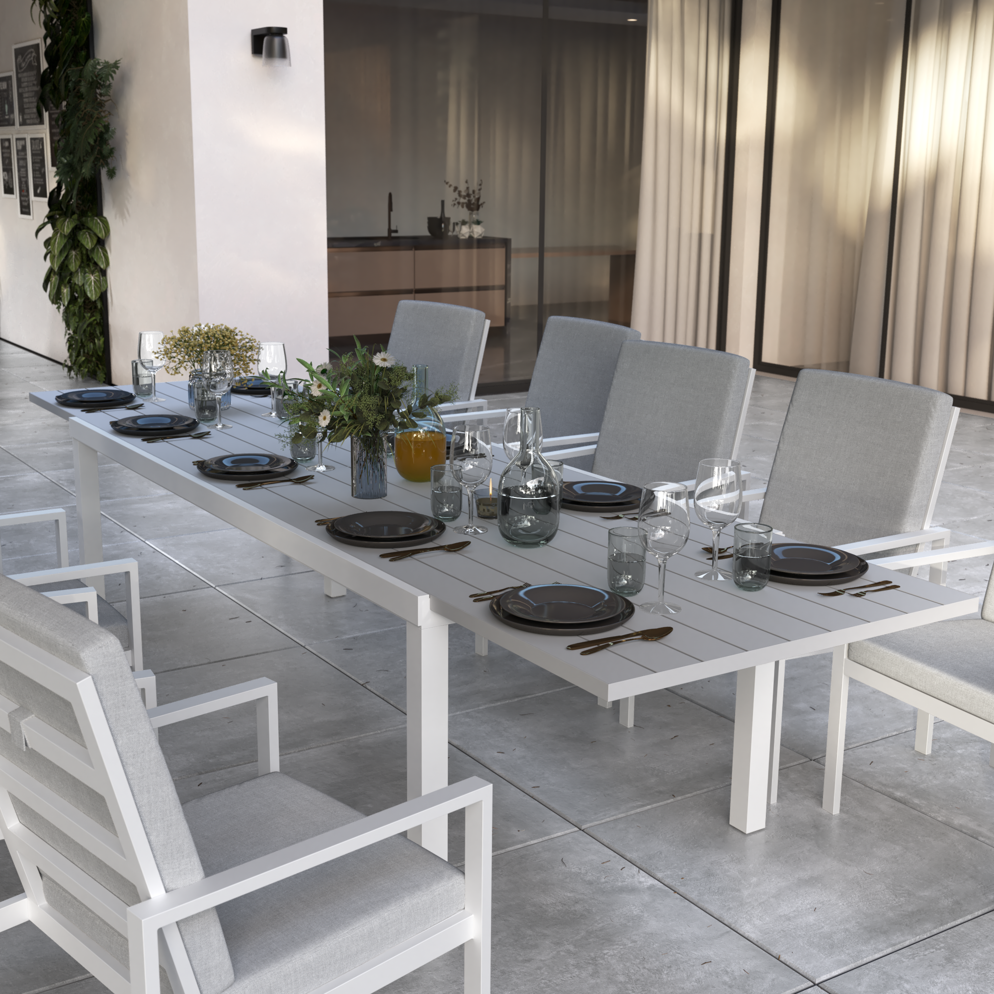 Mesa de jardín extensible NATERIAL Athena de aluminio blanco 224/336x75x100 cm - 15