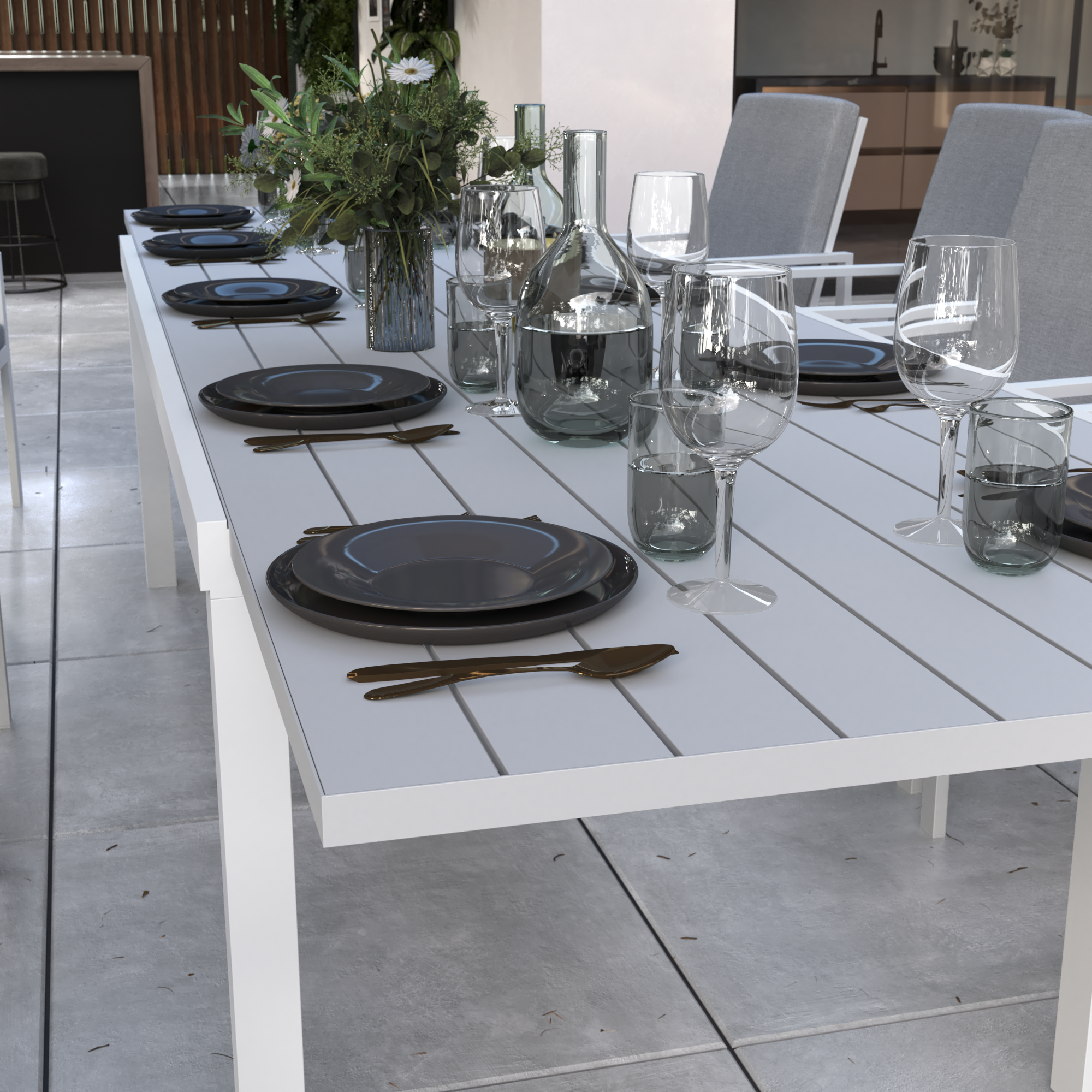 Mesa de jardín extensible NATERIAL Athena de aluminio blanco 224/336x75x100 cm - 14