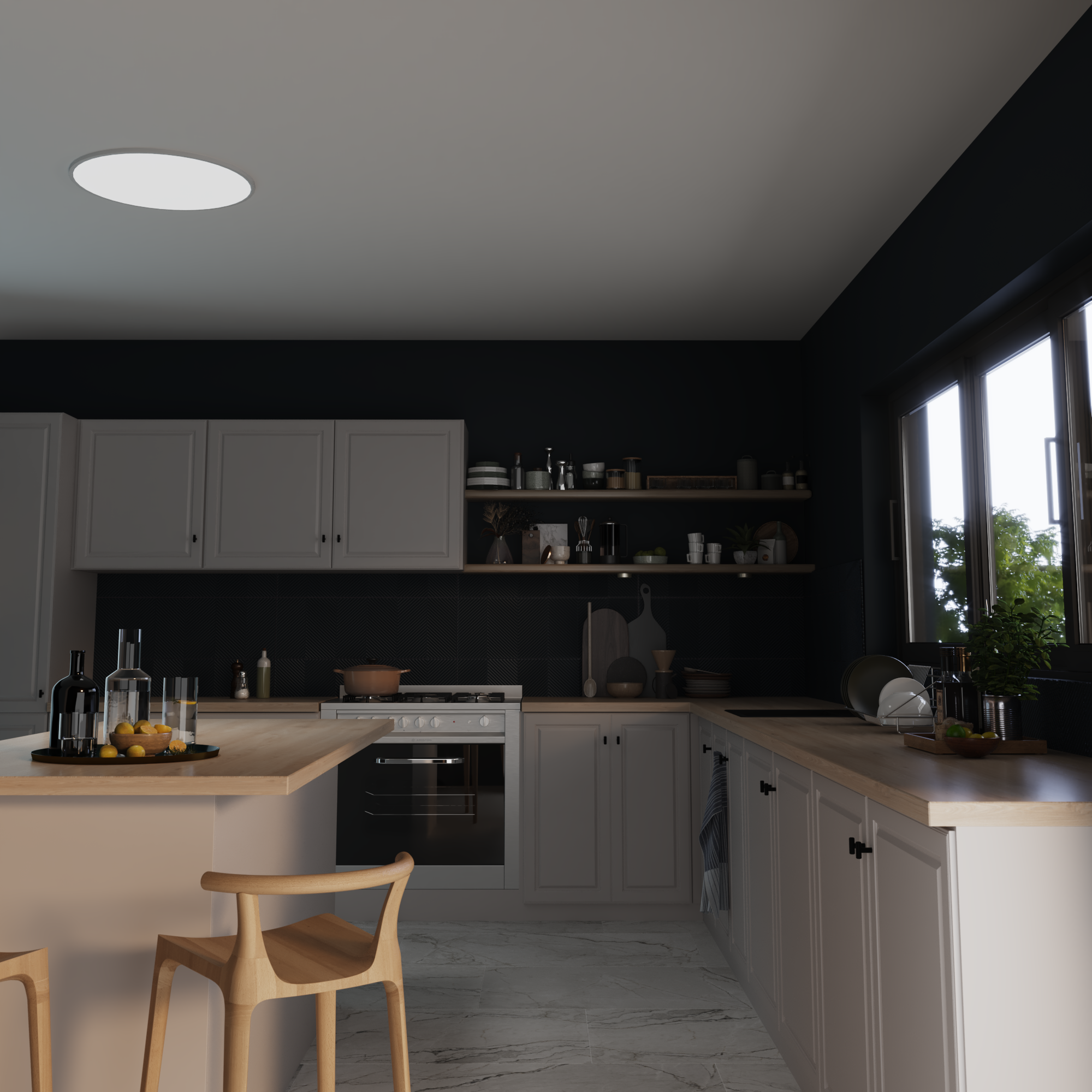 Panneau LED Gdansk rond D.60 cm, variation blancs et intensité, blanc INSPIRE - 5