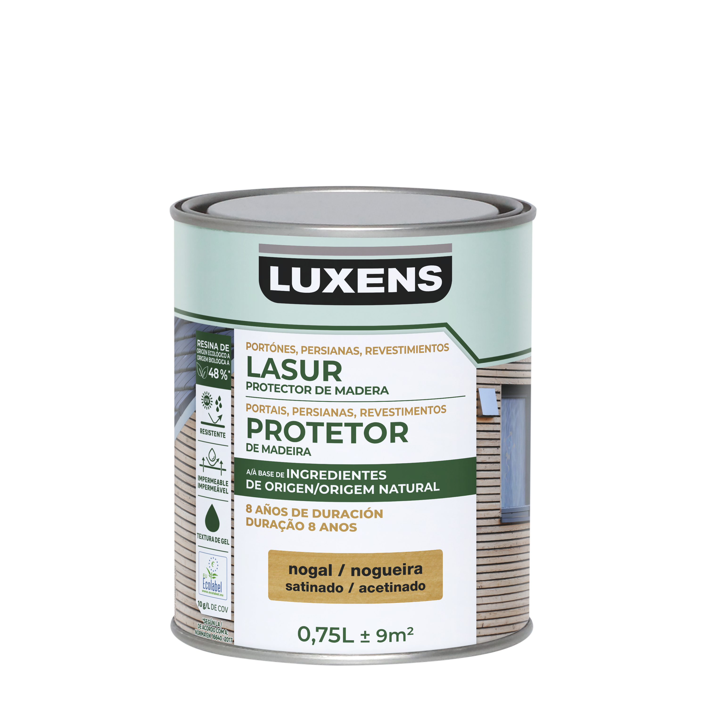 Protector madera exterior color nogal para caseta de jardín LUXENS satinado 750 ml base agua - 2