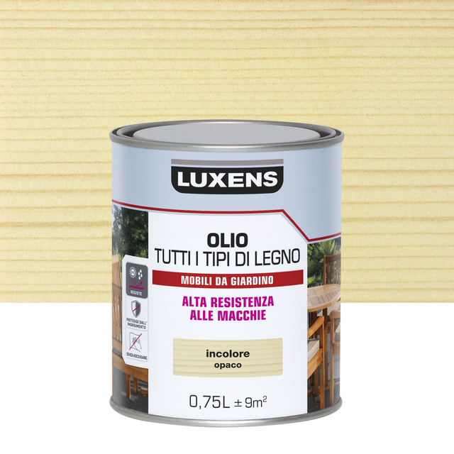 Olio per legno da esterno a base acqua LUXENS Mobili da giardino incolore opaco 0.75 lt