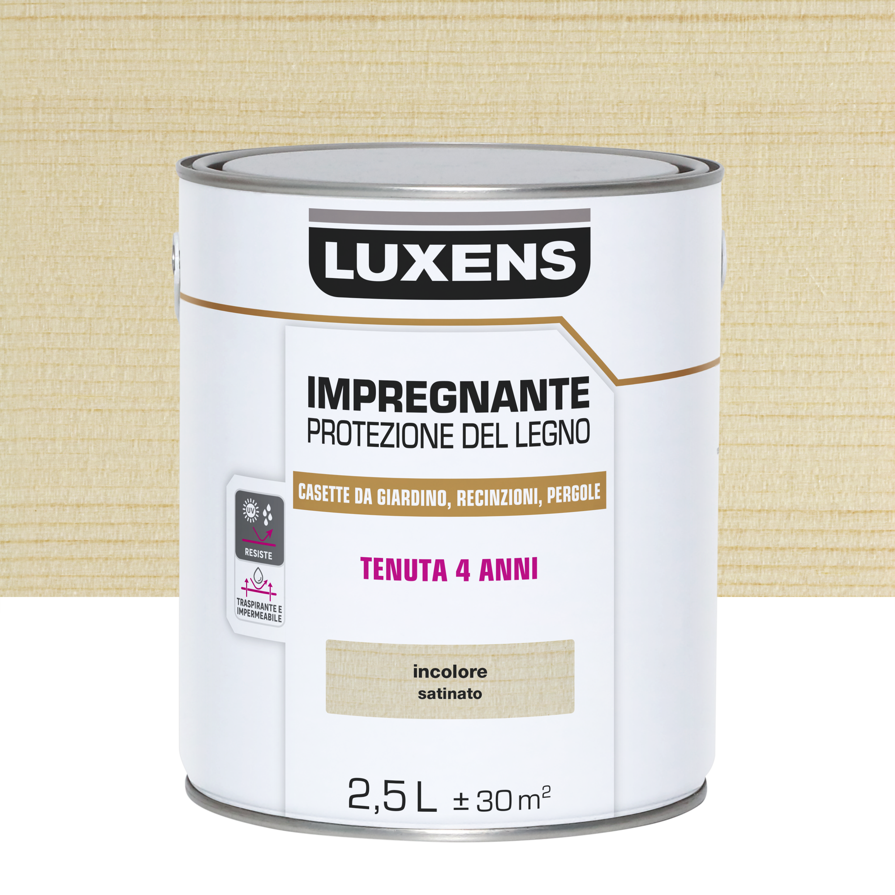 Impregnante Per Legno Da Esterno A Base Acqua LUXENS Trasparente, 2.5 - Foto 4