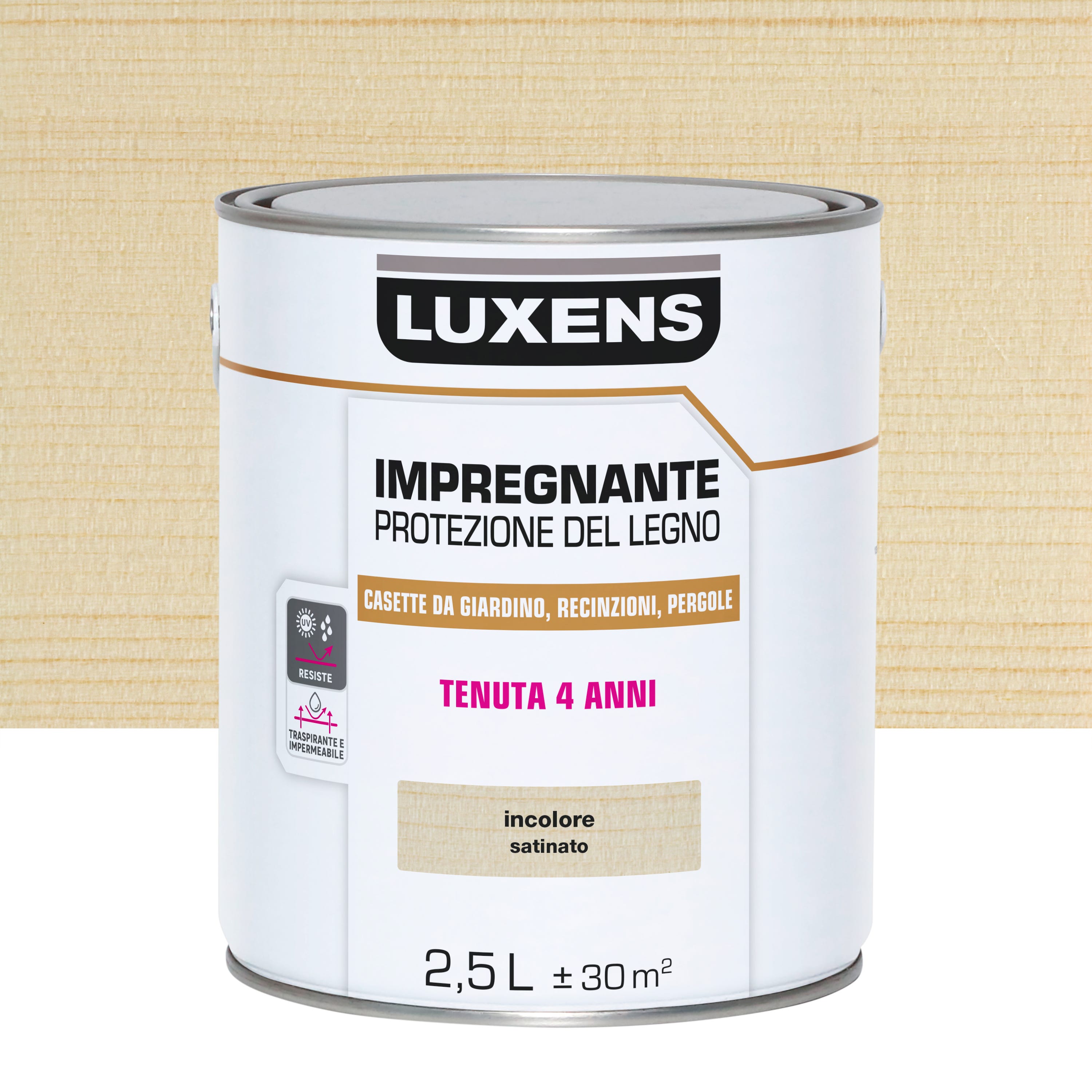 Impregnante Per Legno Da Esterno A Base Acqua LUXENS Trasparente, 2.5 - Foto 4